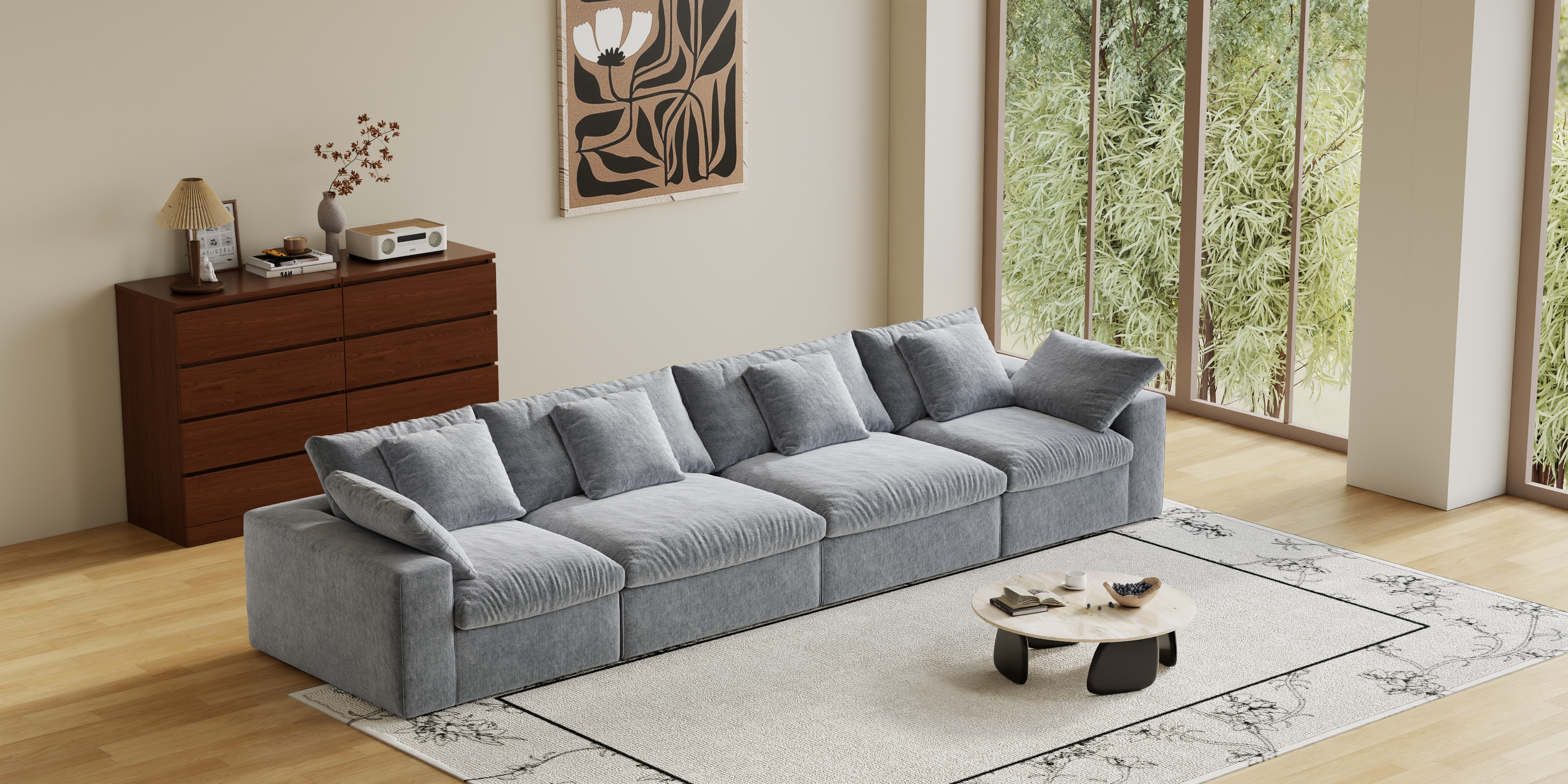 Cloud Couch Boneless Sofa Deep Seat Sectional Couches for Living Room, No Spring & No Assembly Required