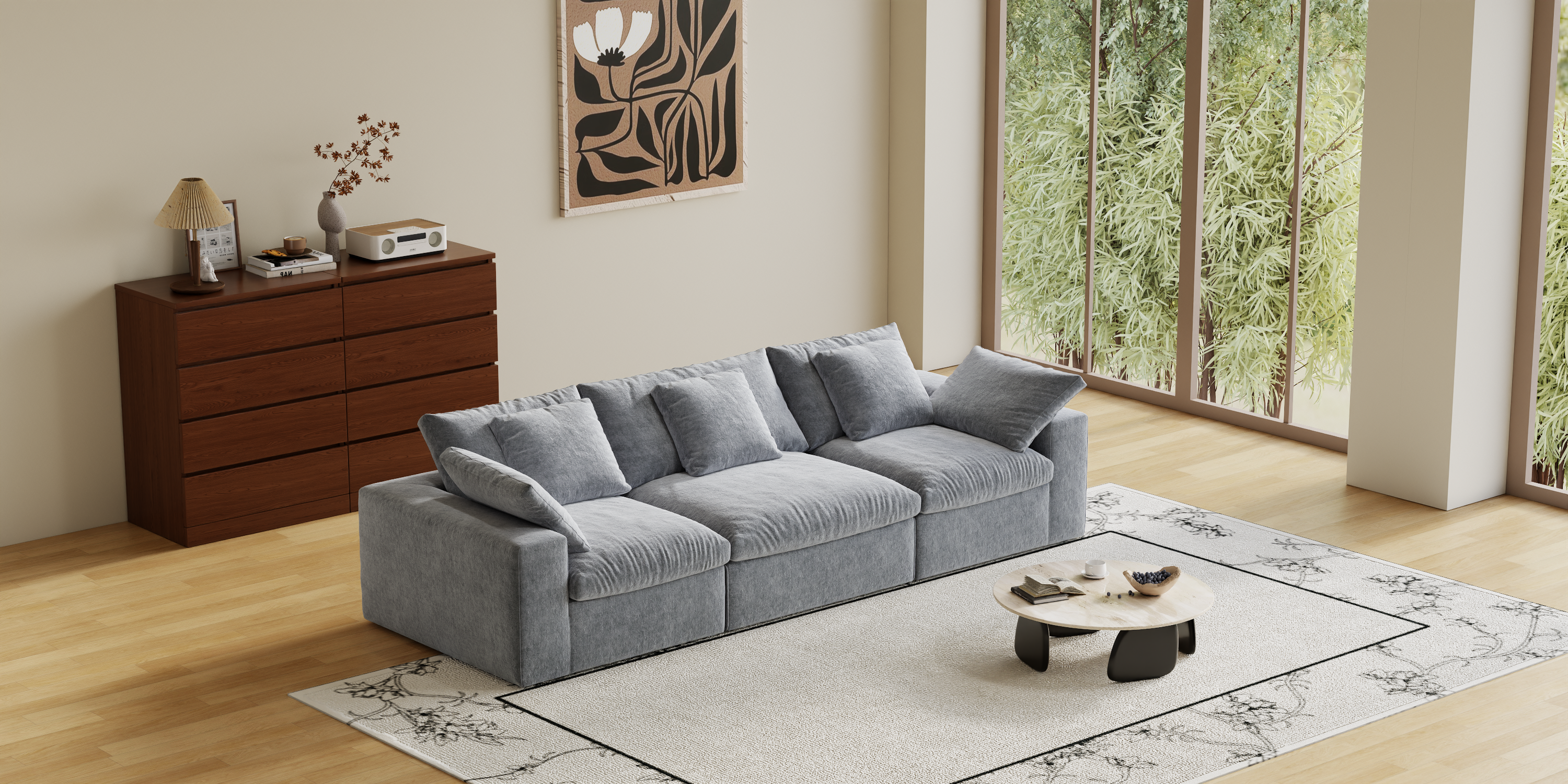 Cloud Couch Boneless Sofa Deep Seat Sectional Couches for Living Room, No Spring & No Assembly Required