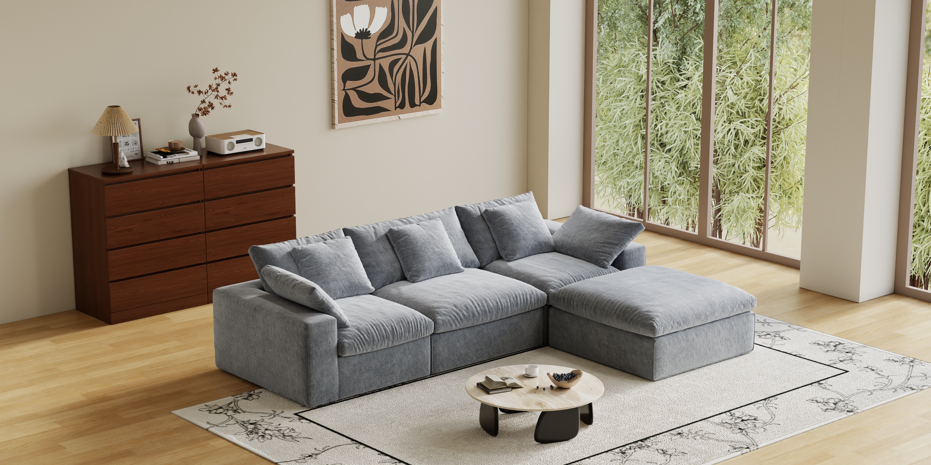 Cloud Couch Boneless Sofa Deep Seat Sectional Couches for Living Room, No Spring & No Assembly Required