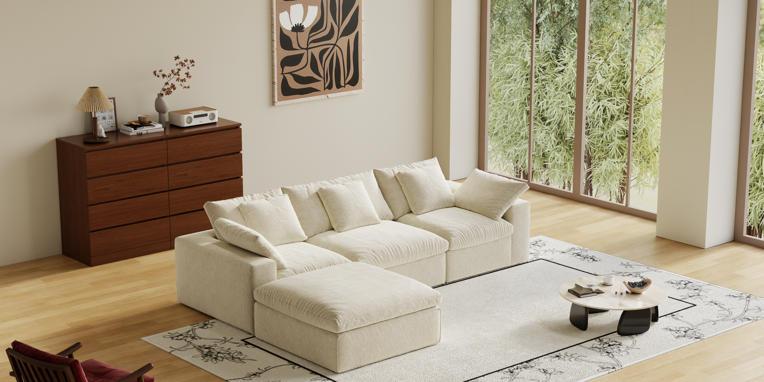 Cloud Couch Boneless Sofa Deep Seat Sectional Couches for Living Room, No Spring & No Assembly Required