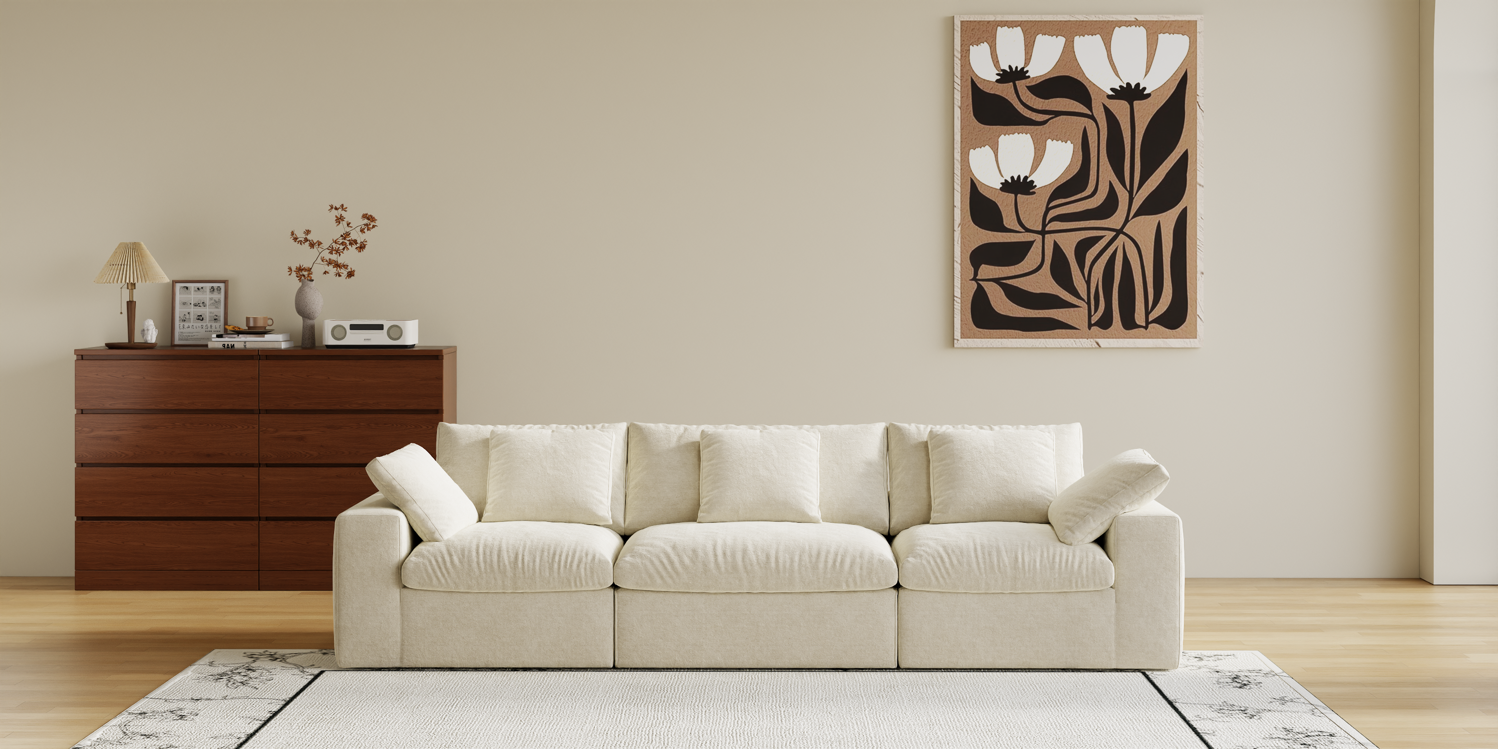 Cloud Couch Boneless Sofa Deep Seat Sectional Couches for Living Room, No Spring & No Assembly Required