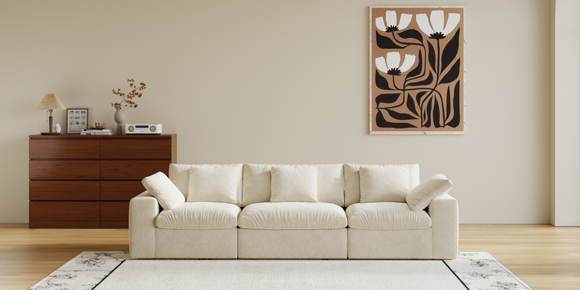 Cloud Couch Boneless Sofa Deep Seat Sectional Couches for Living Room, No Spring & No Assembly Required