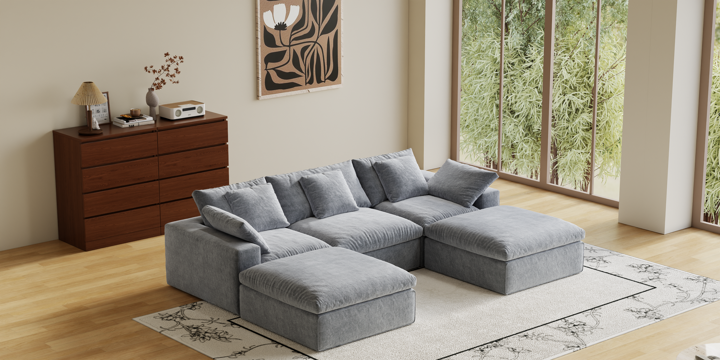 Cloud Couch Boneless Sofa Deep Seat Sectional Couches for Living Room, No Spring & No Assembly Required