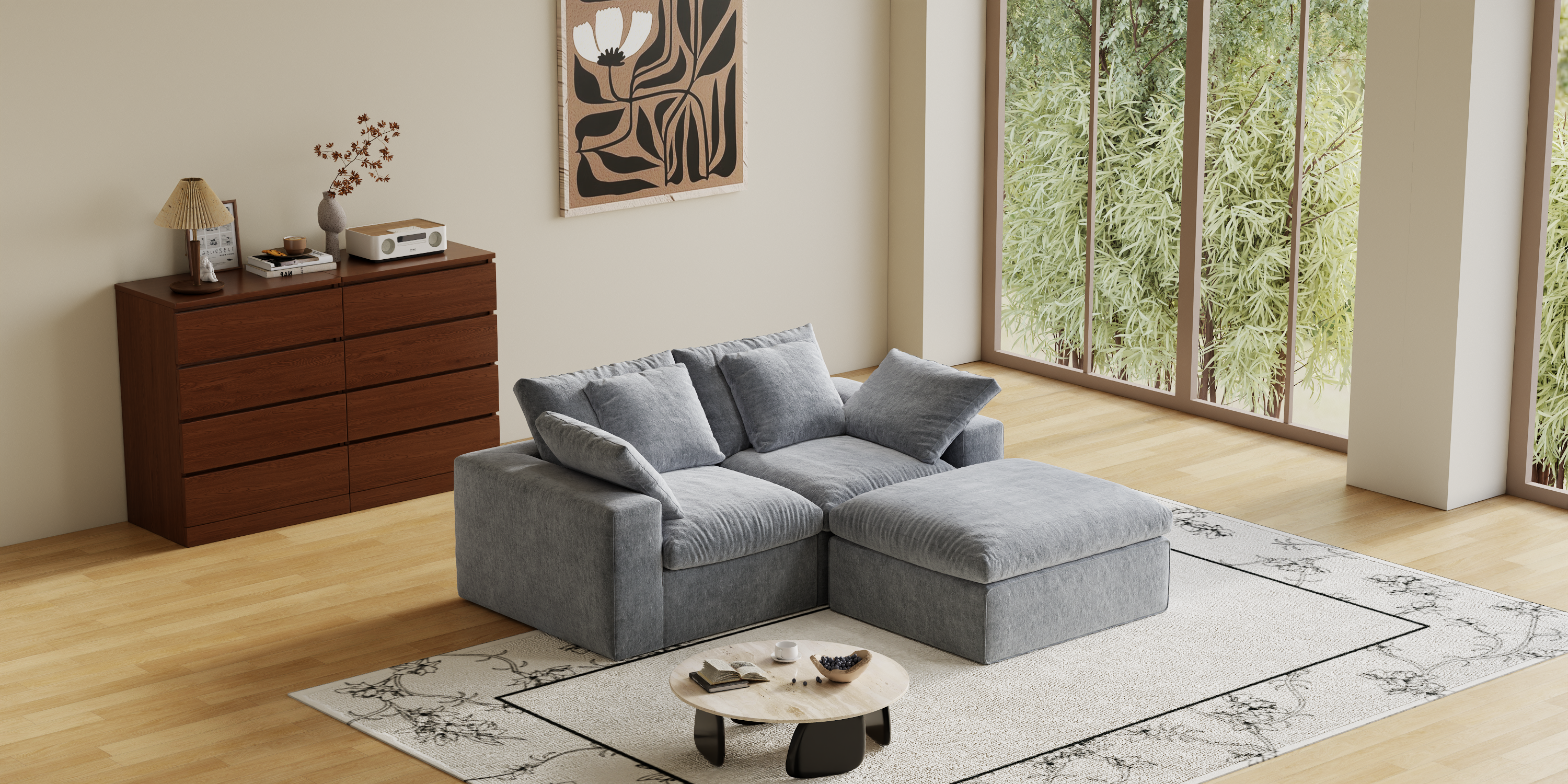 Cloud Couch Boneless Sofa Deep Seat Sectional Couches for Living Room, No Spring & No Assembly Required