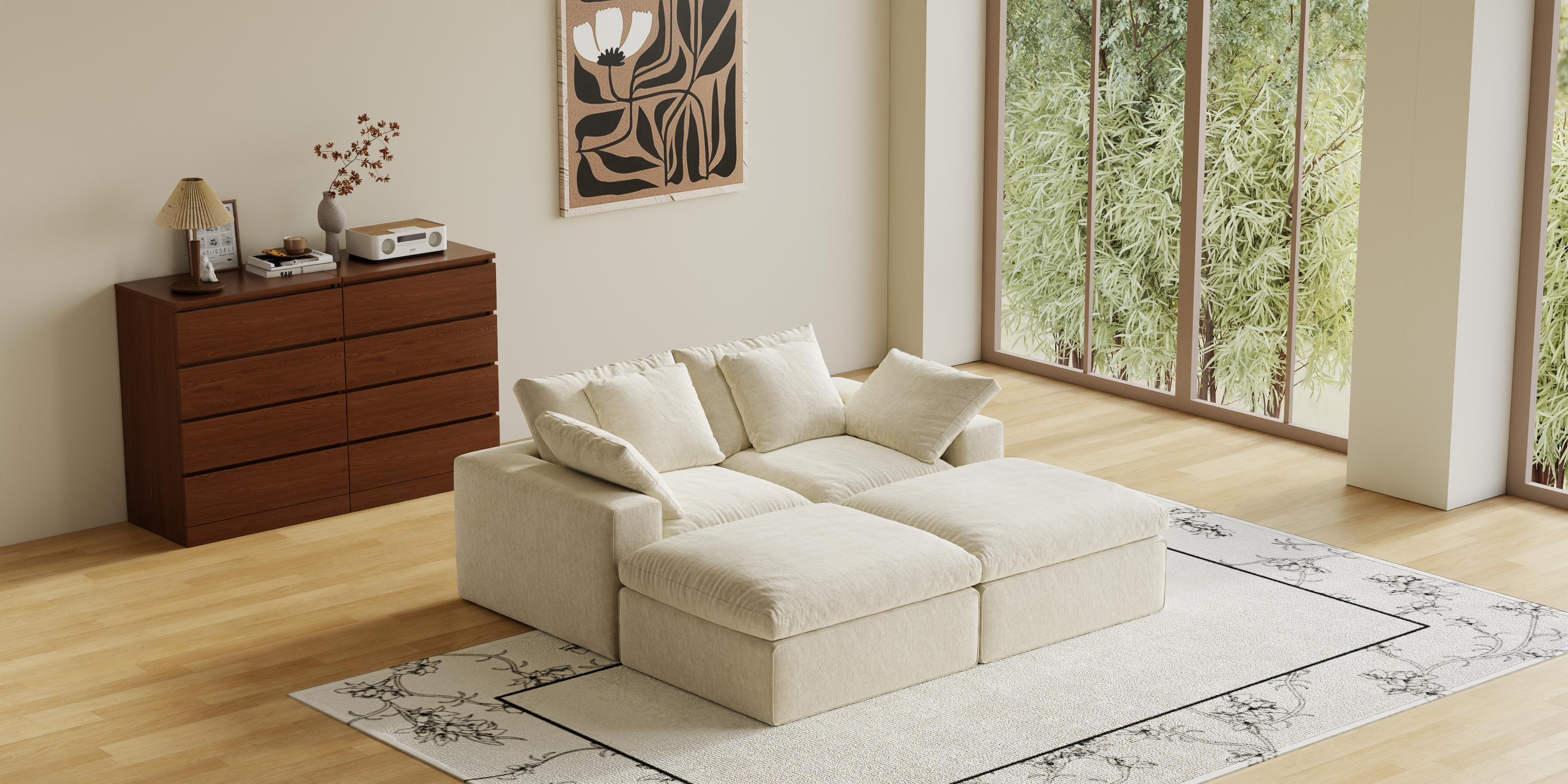 Cloud Couch Boneless Sofa Deep Seat Sectional Couches for Living Room, No Spring & No Assembly Required