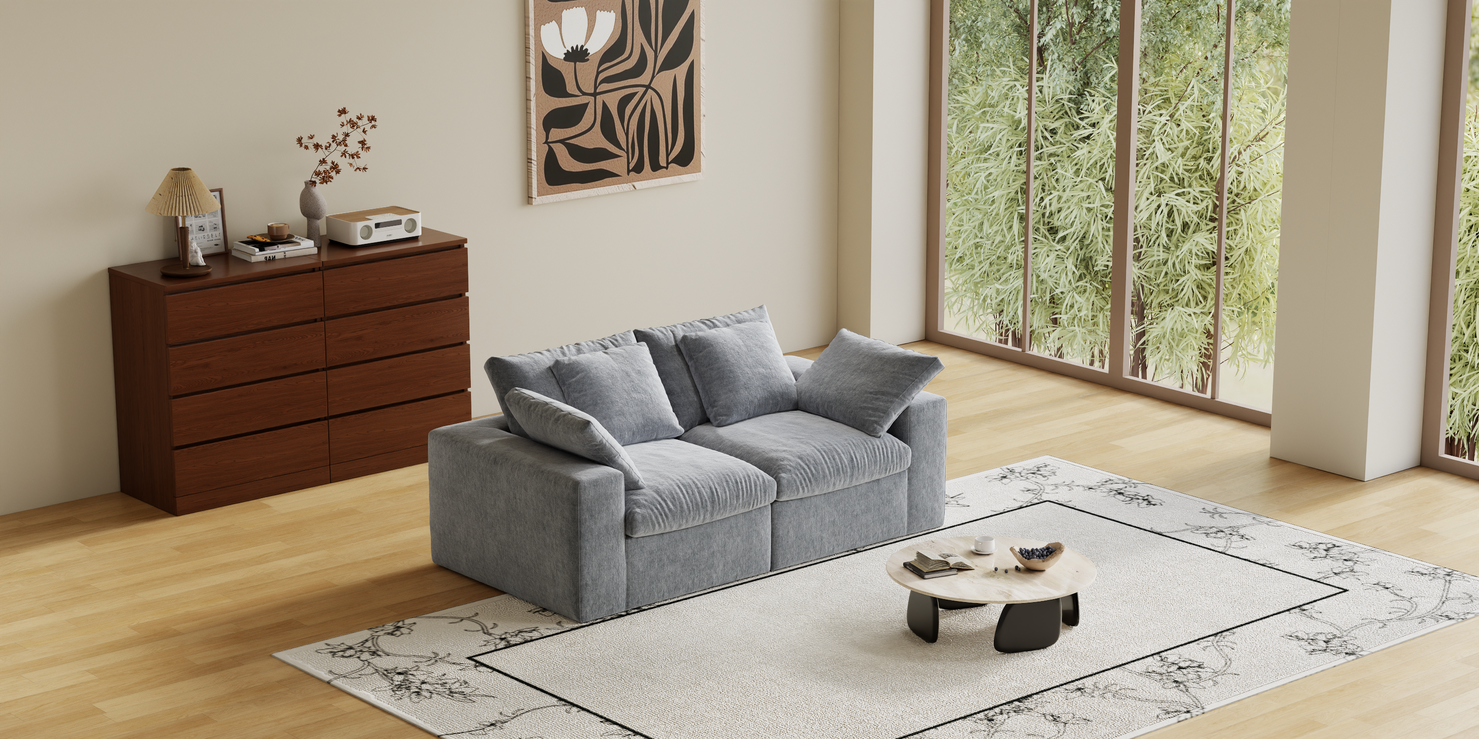 Cloud Couch Boneless Sofa Deep Seat Sectional Couches for Living Room, No Spring & No Assembly Required