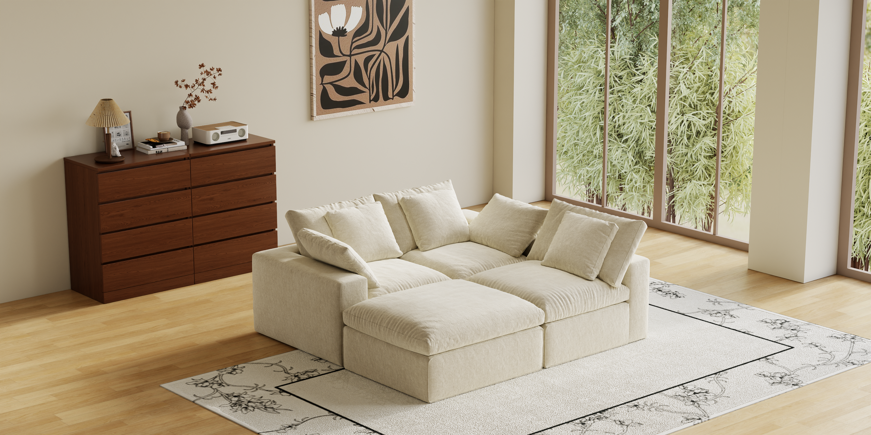 Cloud Couch Boneless Sofa Deep Seat Sectional Couches for Living Room, No Spring & No Assembly Required