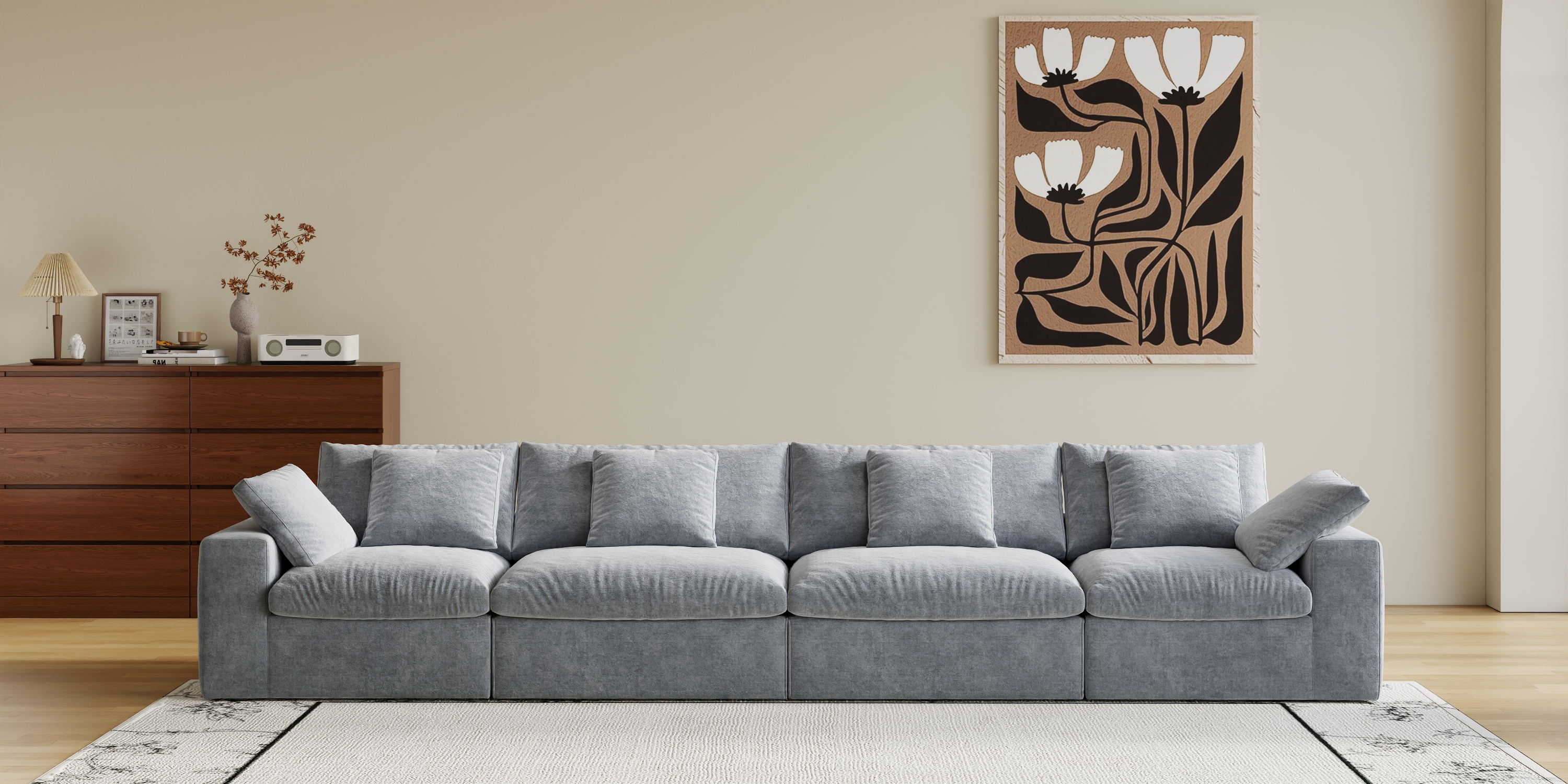 Cloud Couch Boneless Sofa Deep Seat Sectional Couches for Living Room, No Spring & No Assembly Required