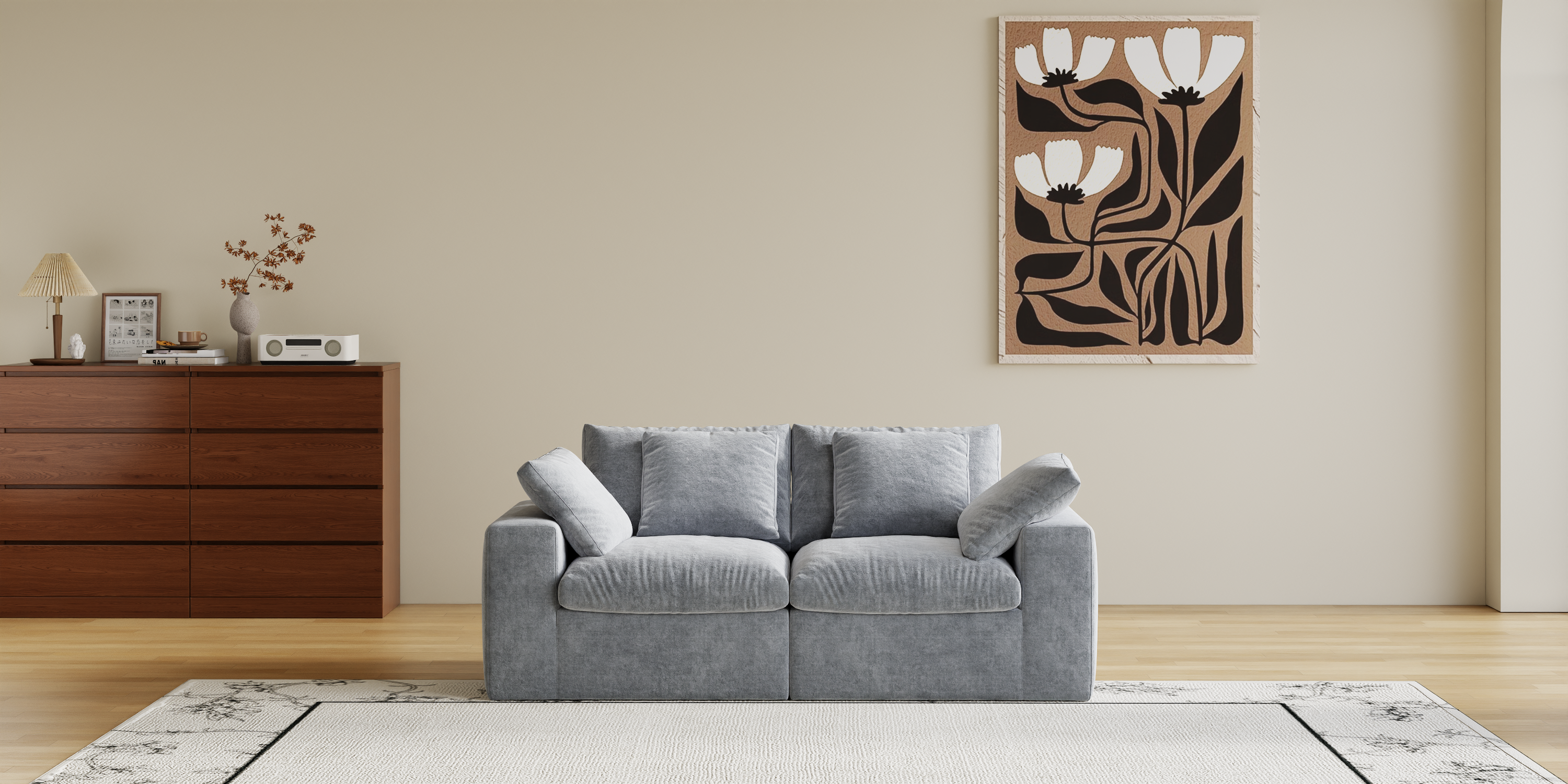 Cloud Couch Boneless Sofa Deep Seat Sectional Couches for Living Room, No Spring & No Assembly Required