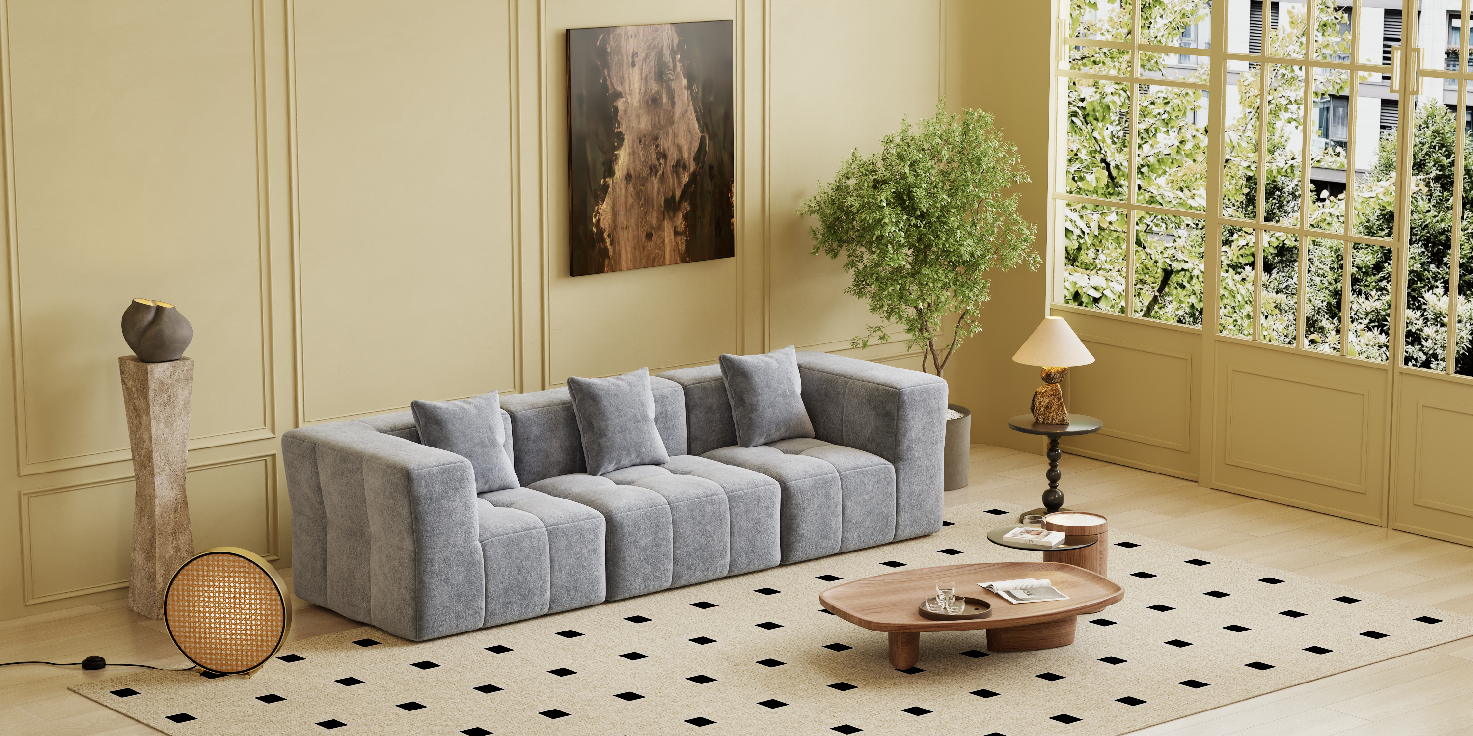 Square sofa, Boneless Couch  for Living Room,No Assembly Required