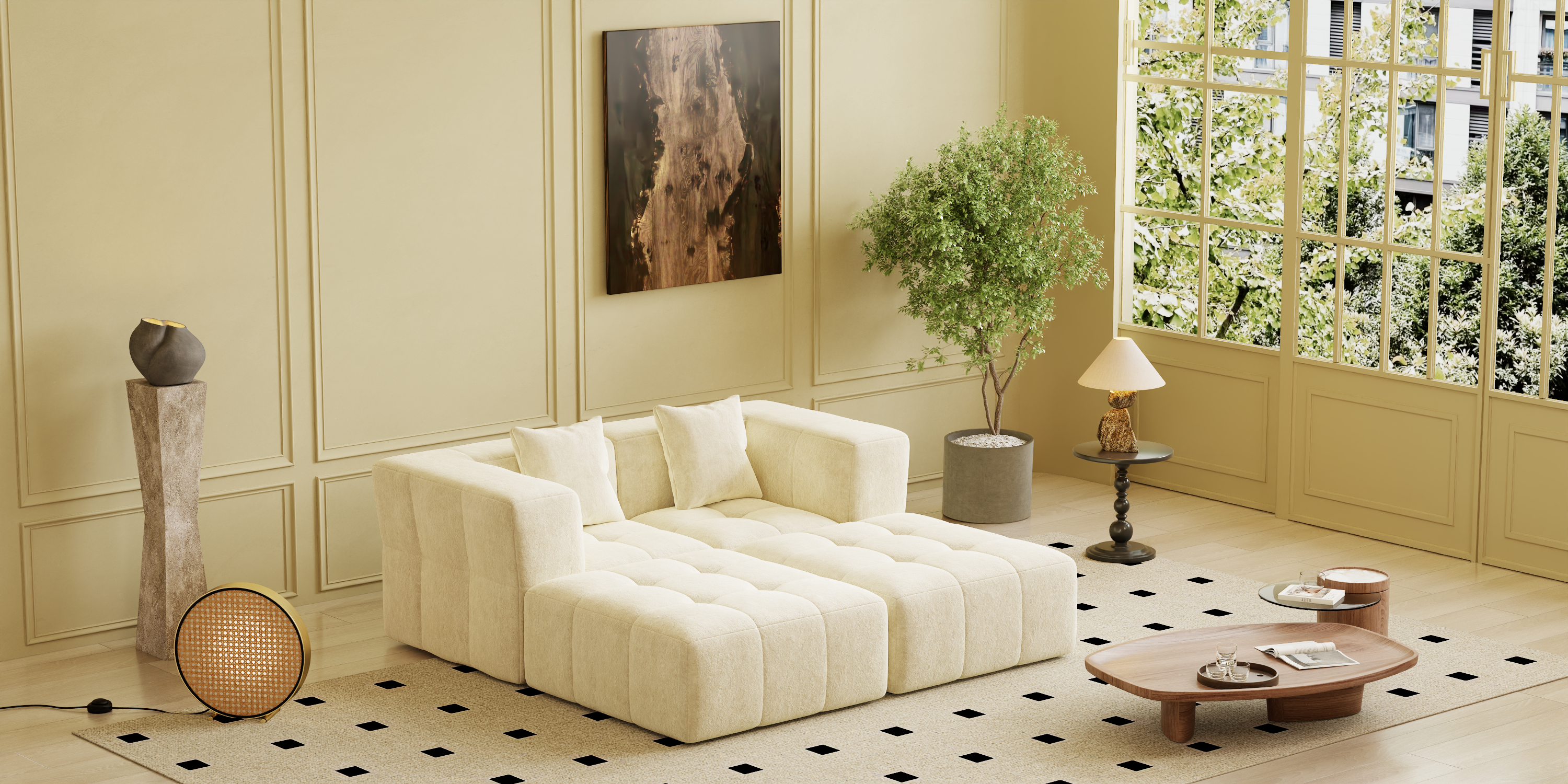 Square sofa, Boneless Couch  for Living Room,No Assembly Required