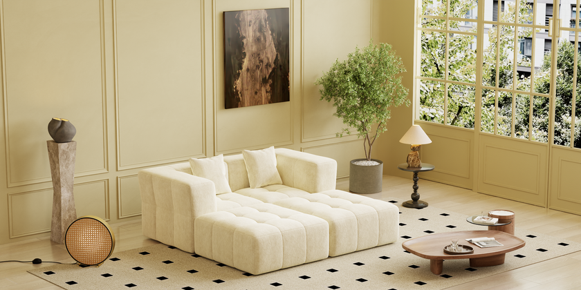 Square sofa, Boneless Couch  for Living Room,No Assembly Required