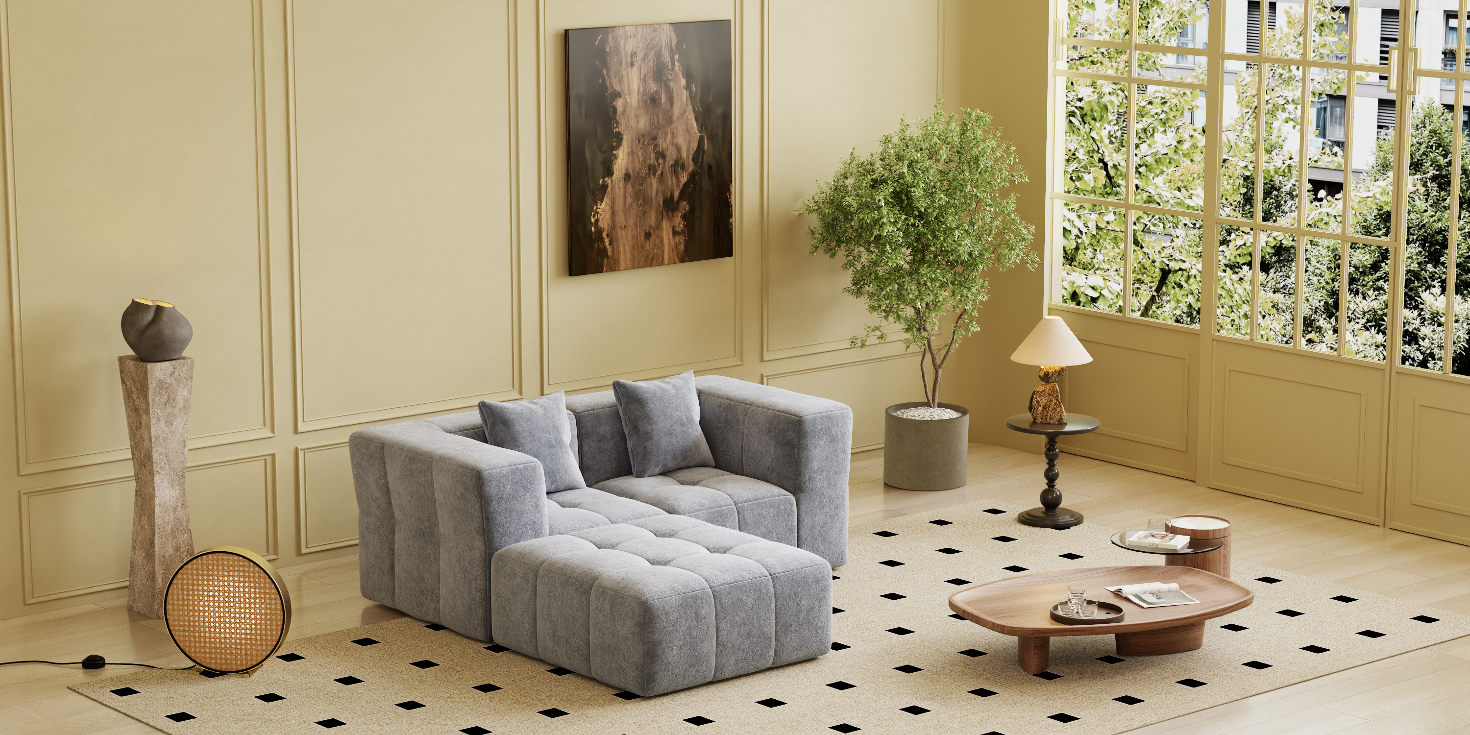 Square sofa, Boneless Couch  for Living Room,No Assembly Required