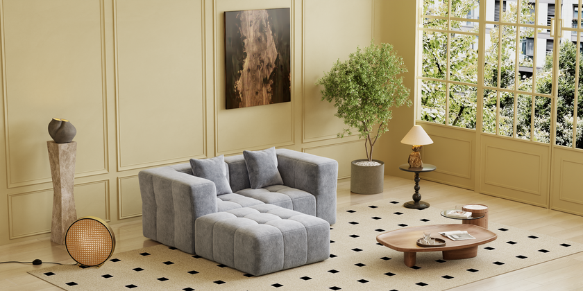 Square sofa, Boneless Couch  for Living Room,No Assembly Required