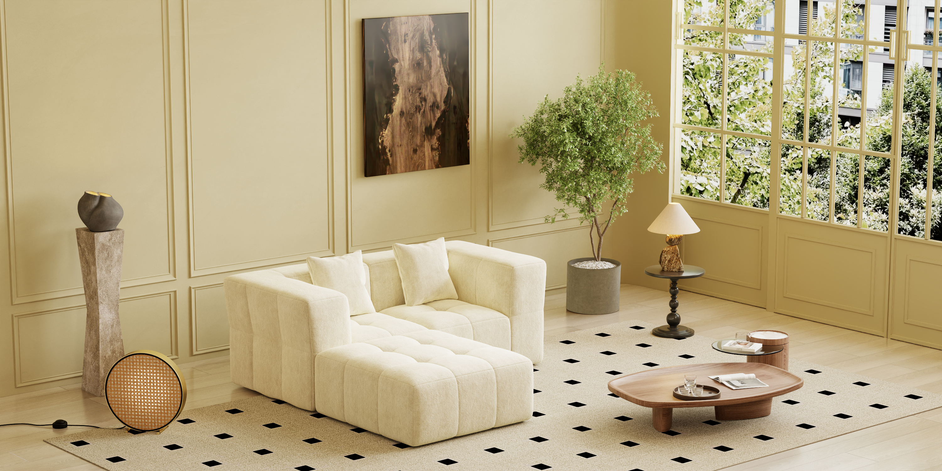 Square sofa, Boneless Couch  for Living Room,No Assembly Required