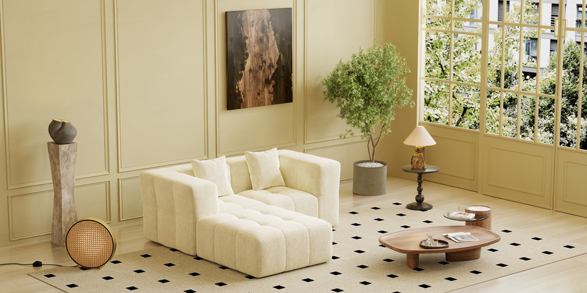 Square sofa, Boneless Couch  for Living Room,No Assembly Required