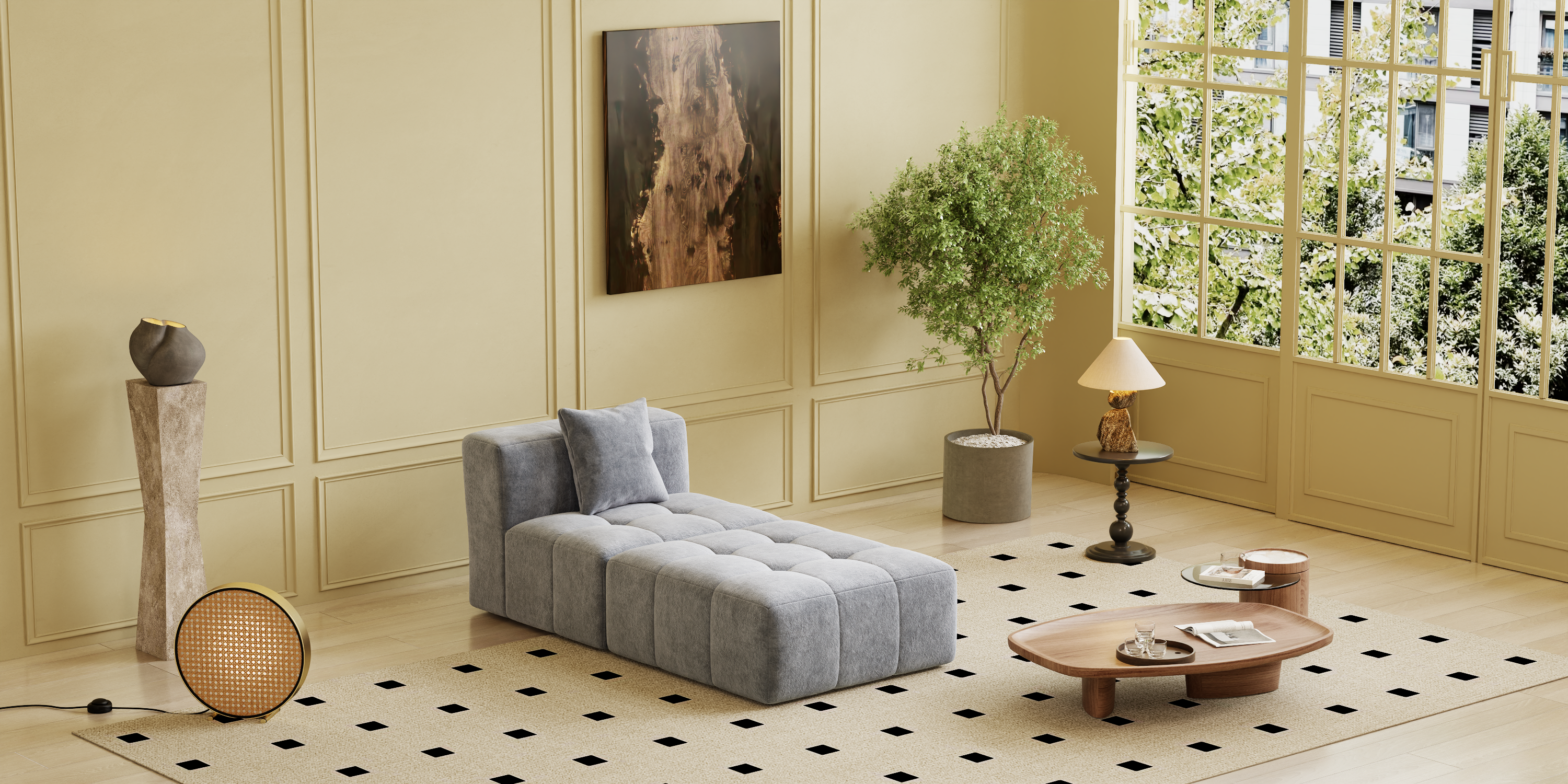 Square sofa, Boneless Couch  for Living Room,No Assembly Required