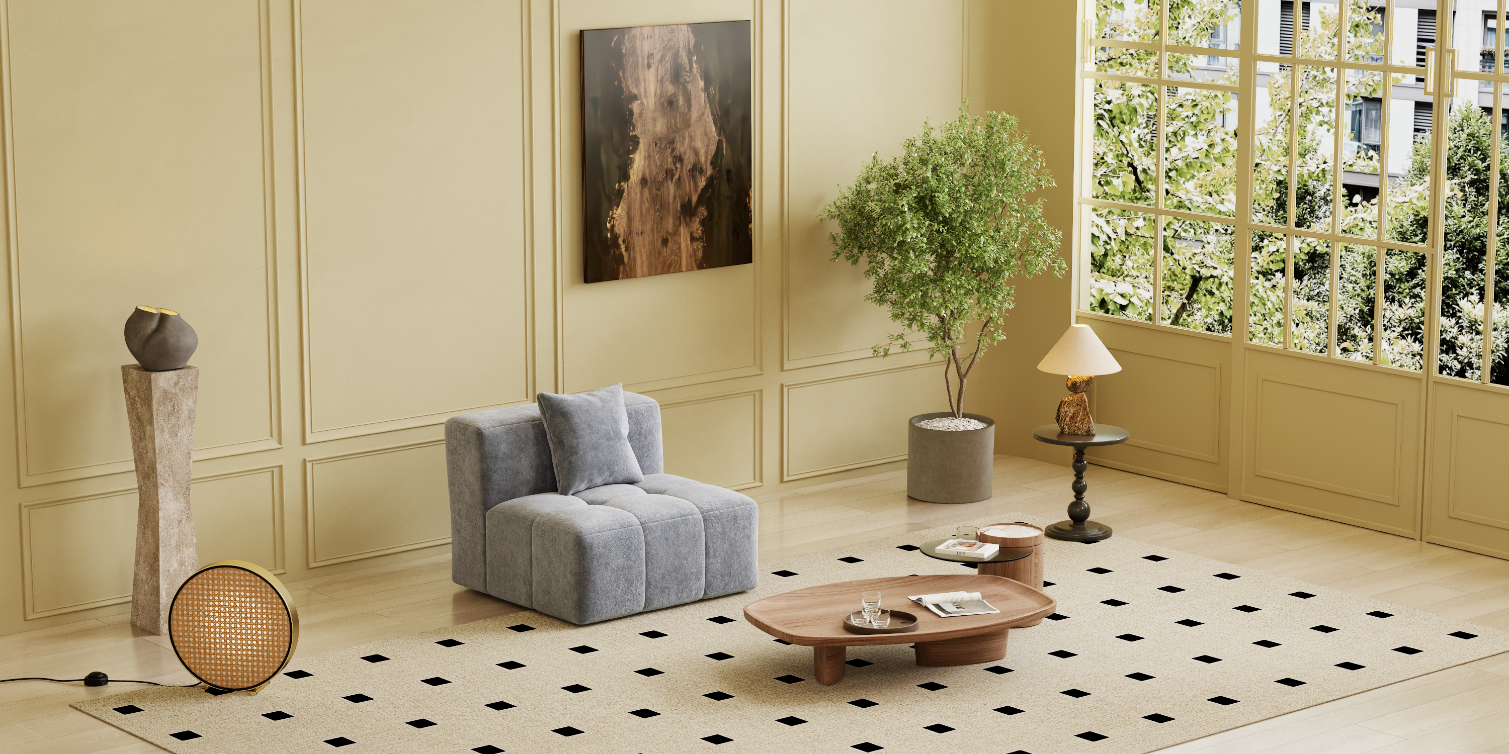 Square sofa, Boneless Couch  for Living Room,No Assembly Required