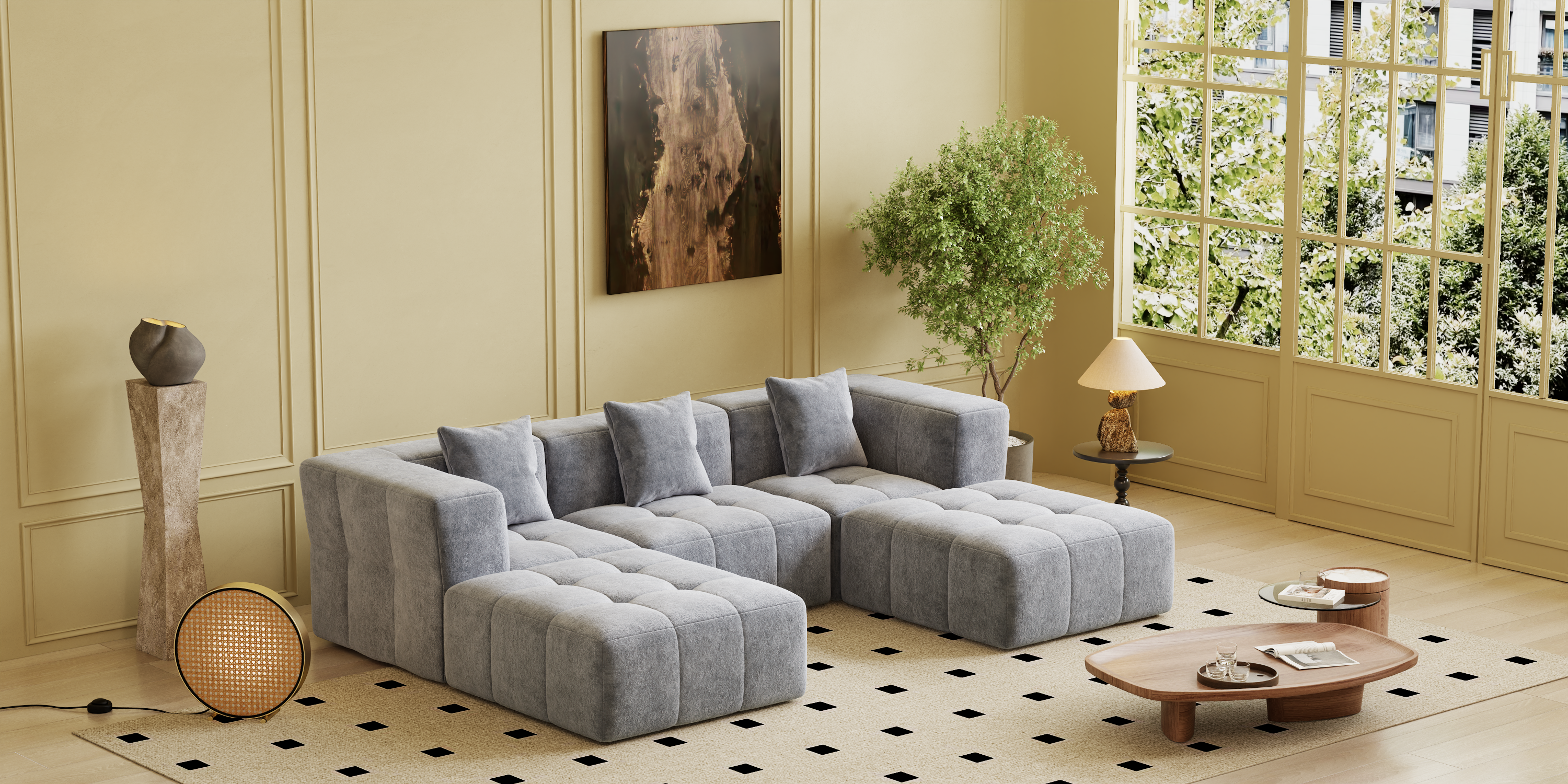 Square sofa, Boneless Couch  for Living Room,No Assembly Required