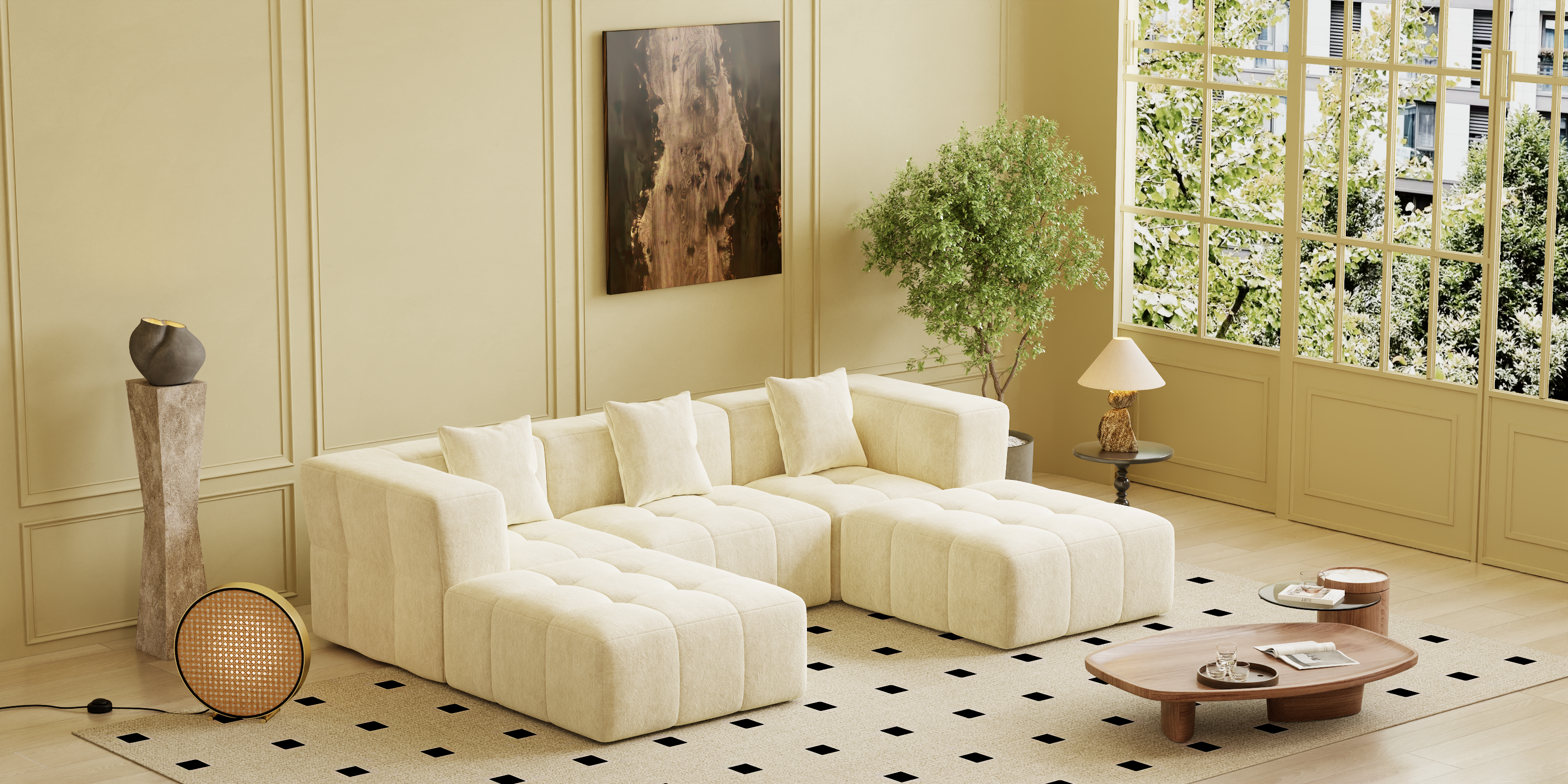 Square sofa, Boneless Couch  for Living Room,No Assembly Required