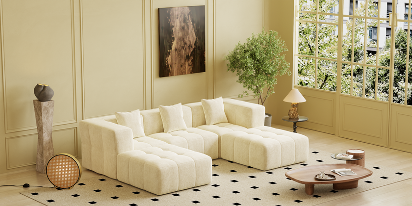 Square sofa, Boneless Couch  for Living Room,No Assembly Required