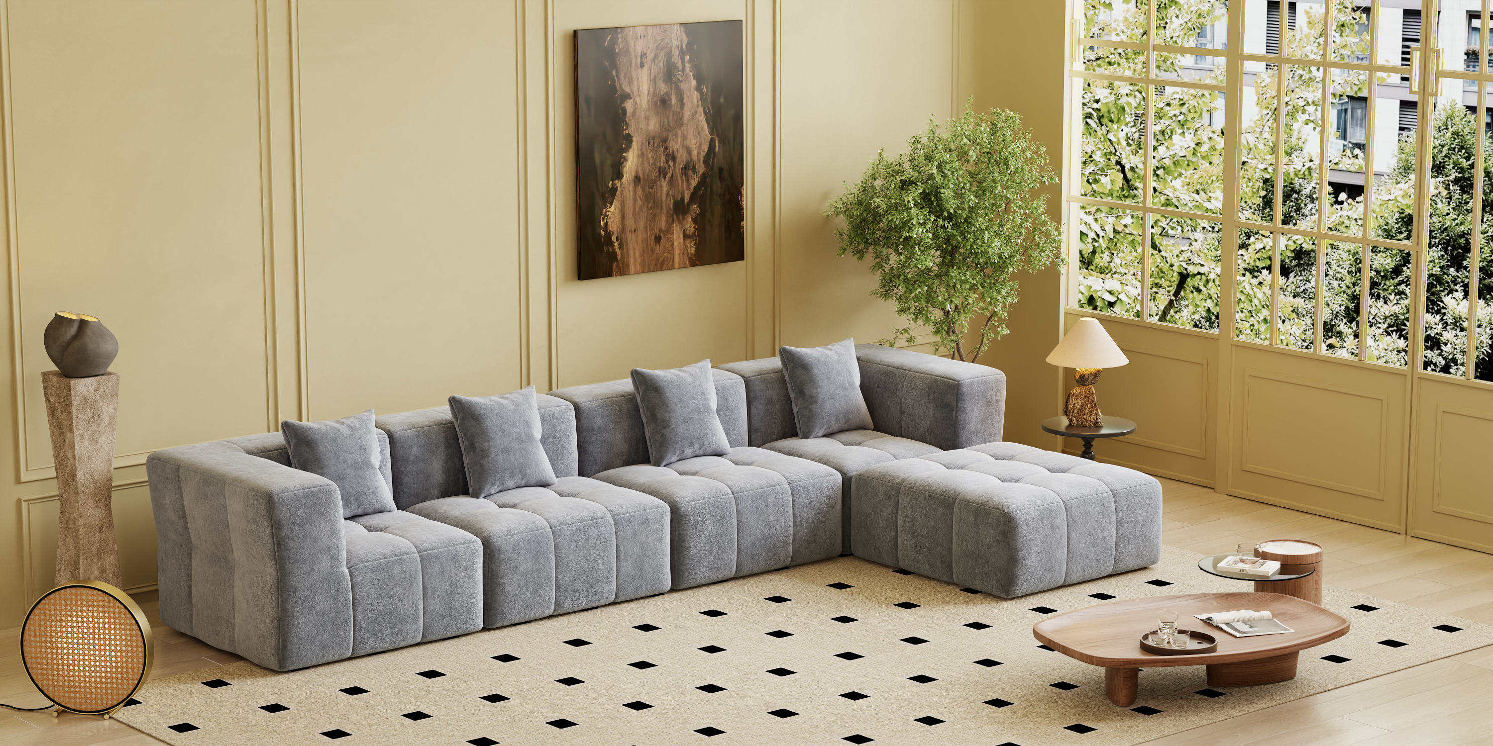 Square sofa, Boneless Couch  for Living Room,No Assembly Required