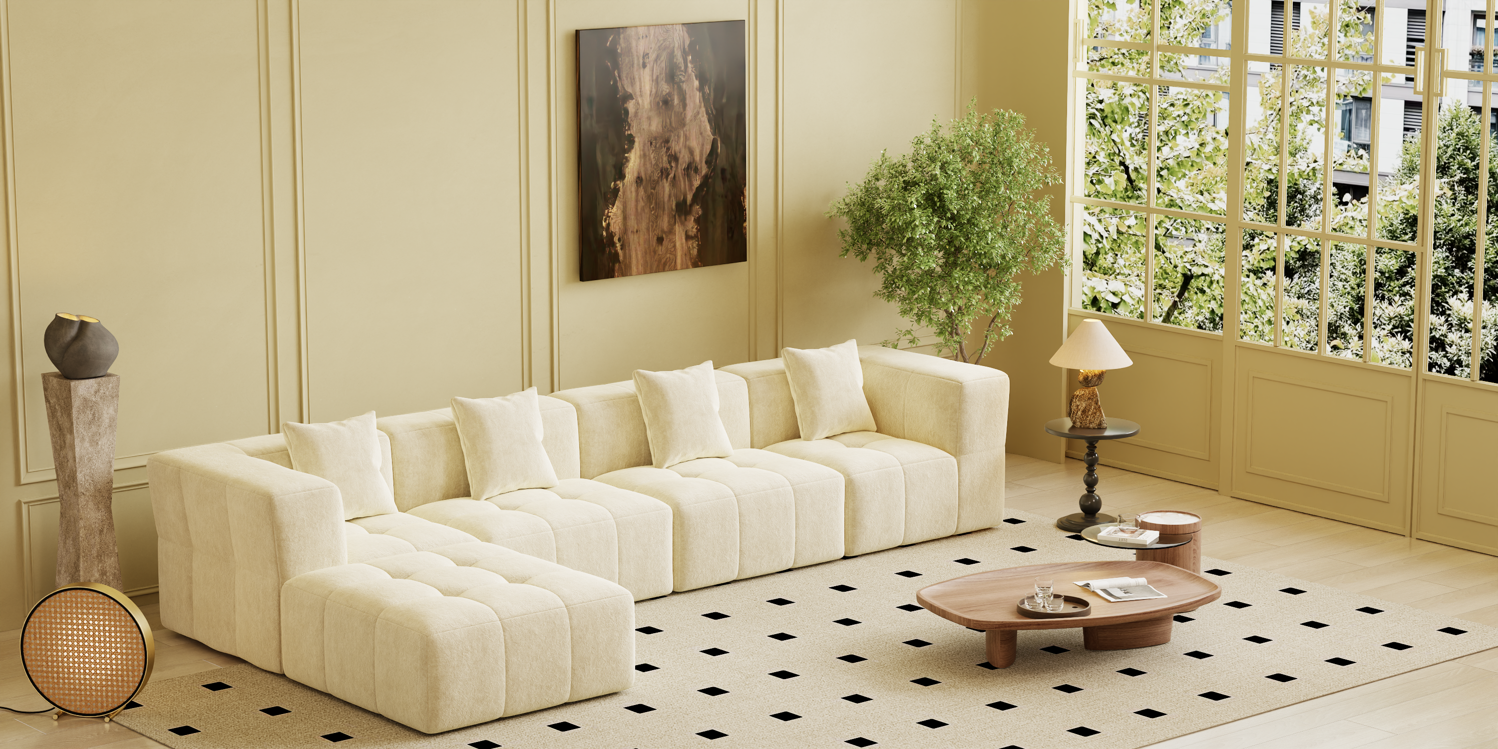 Square sofa, Boneless Couch  for Living Room,No Assembly Required