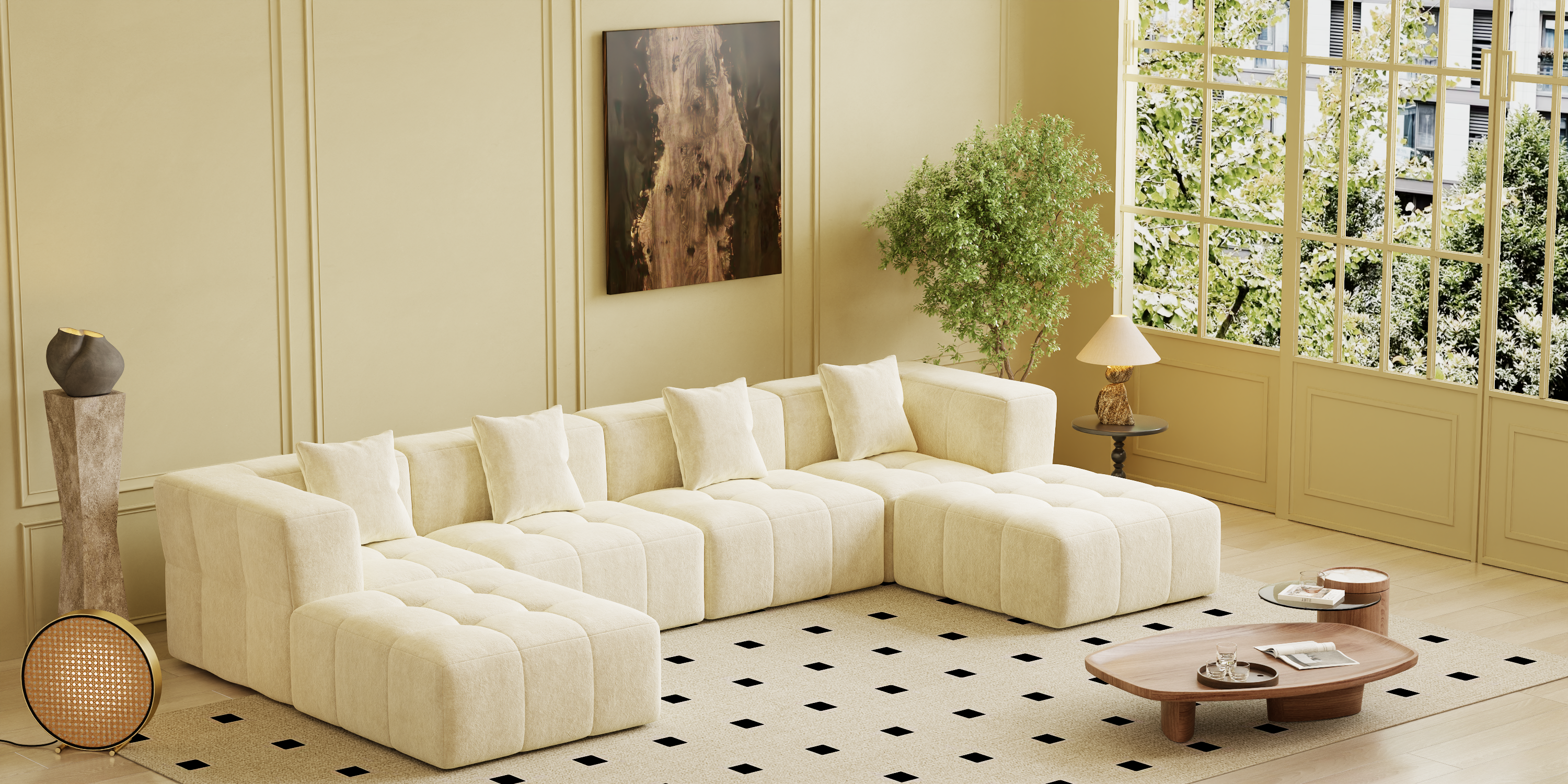 Square sofa, Boneless Couch  for Living Room,No Assembly Required