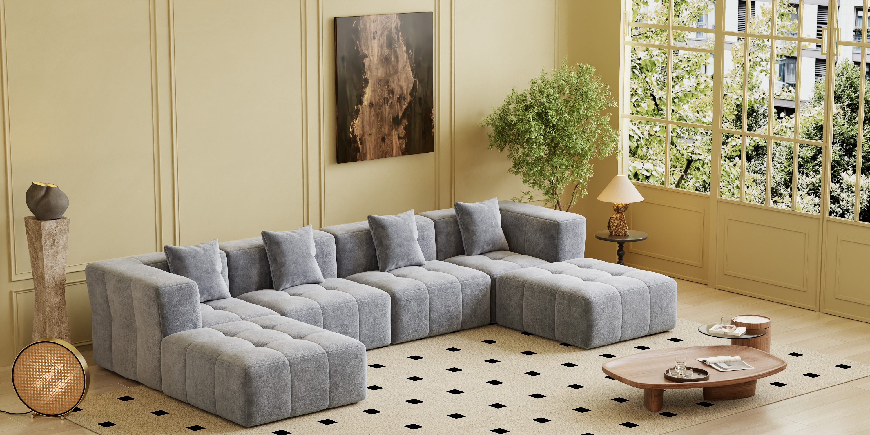 Square sofa, Boneless Couch  for Living Room,No Assembly Required