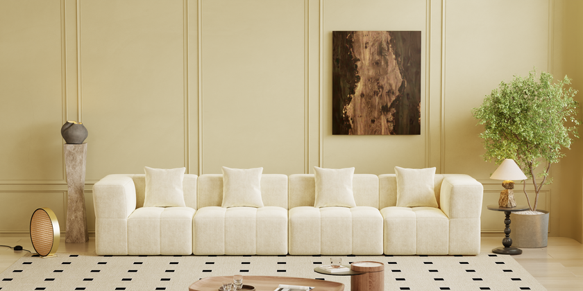 Square sofa, Boneless Couch  for Living Room,No Assembly Required