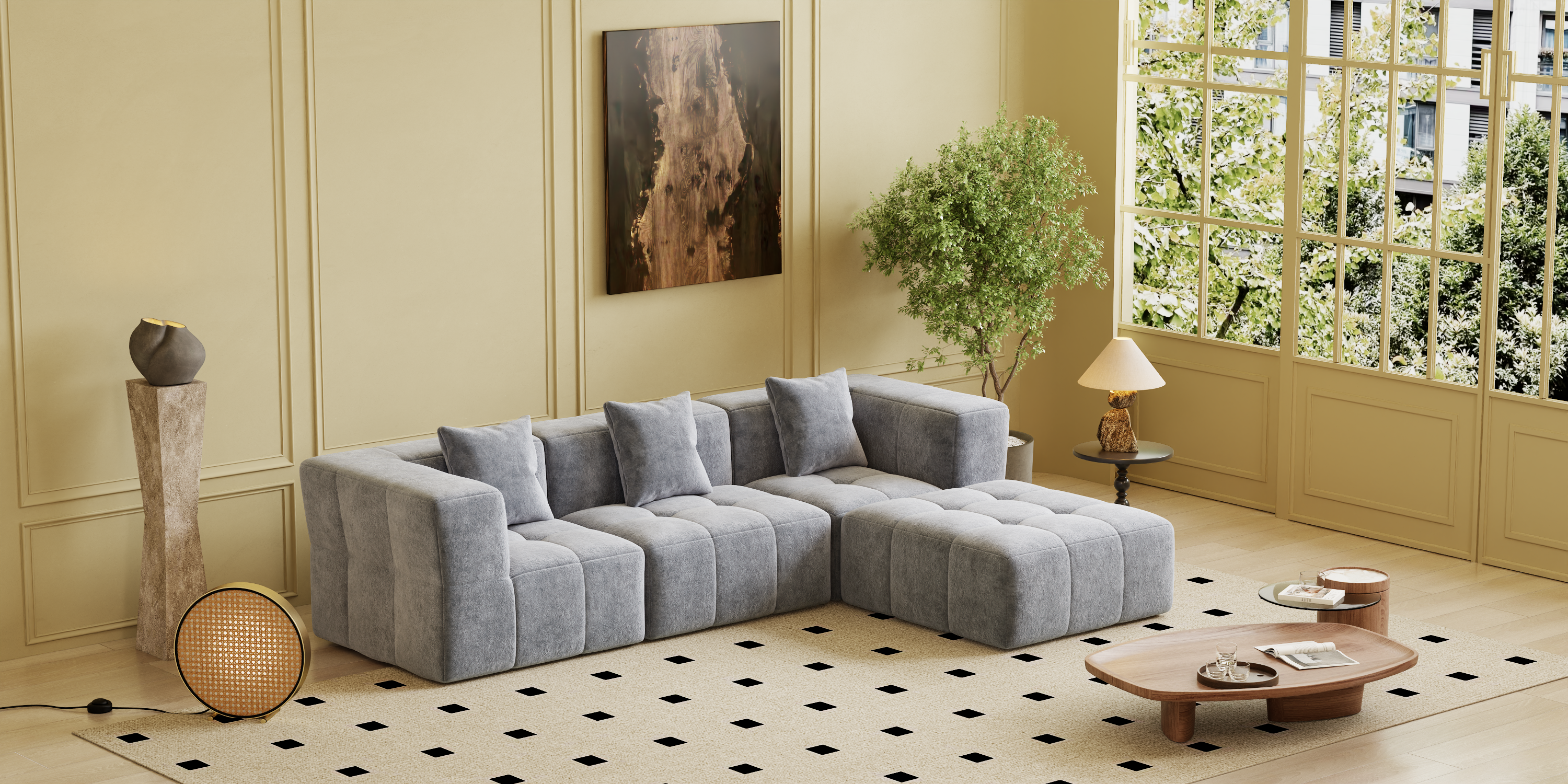 Square sofa, Boneless Couch  for Living Room,No Assembly Required