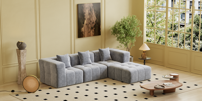 Square sofa, Boneless Couch  for Living Room,No Assembly Required