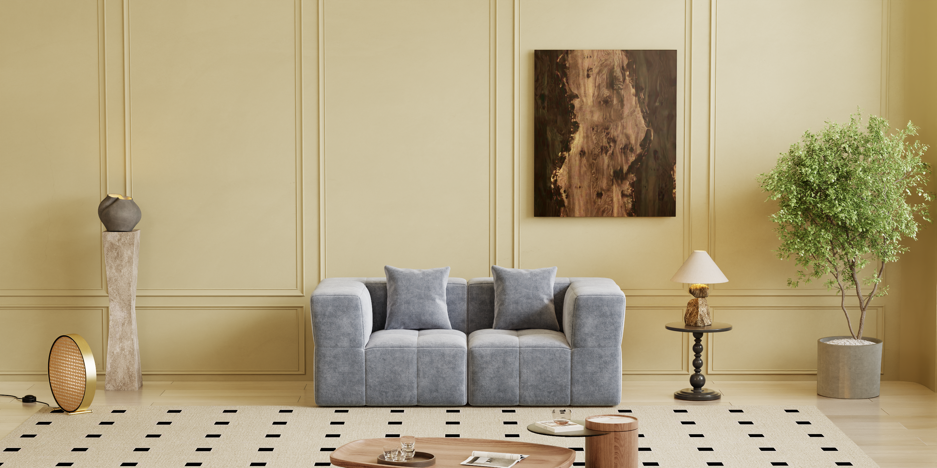 Square sofa, Boneless Couch  for Living Room,No Assembly Required