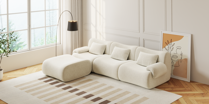 Famora Couch Boneless Sofa, Modular Deep Seat Sectional Sofa for Living Room, No Spring & No Assembly Required