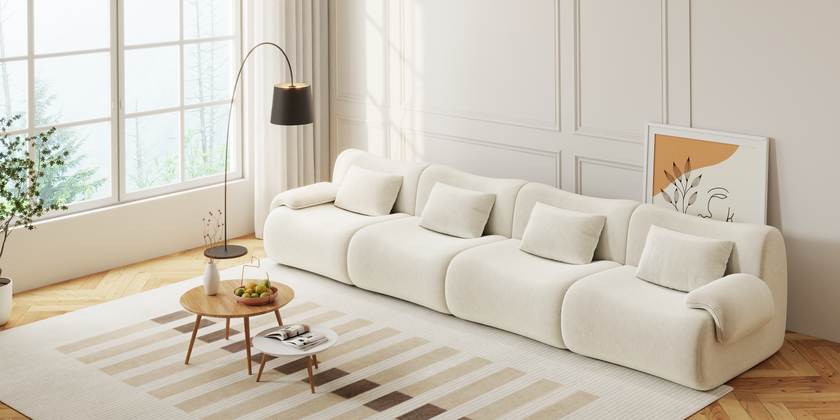 Famora Couch Boneless Sofa, Modular Deep Seat Sectional Sofa for Living Room, No Spring & No Assembly Required