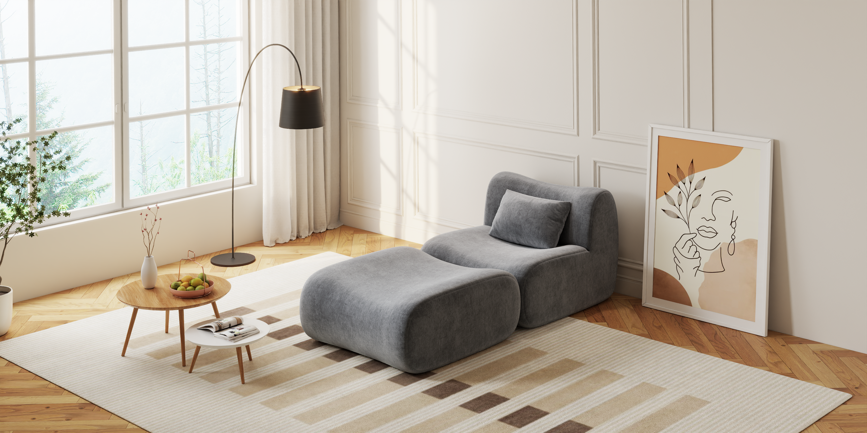 Cloud Couch Boneless Sofa Deep Seat Sectional Couches for Living Room, No Spring & No Assembly Required