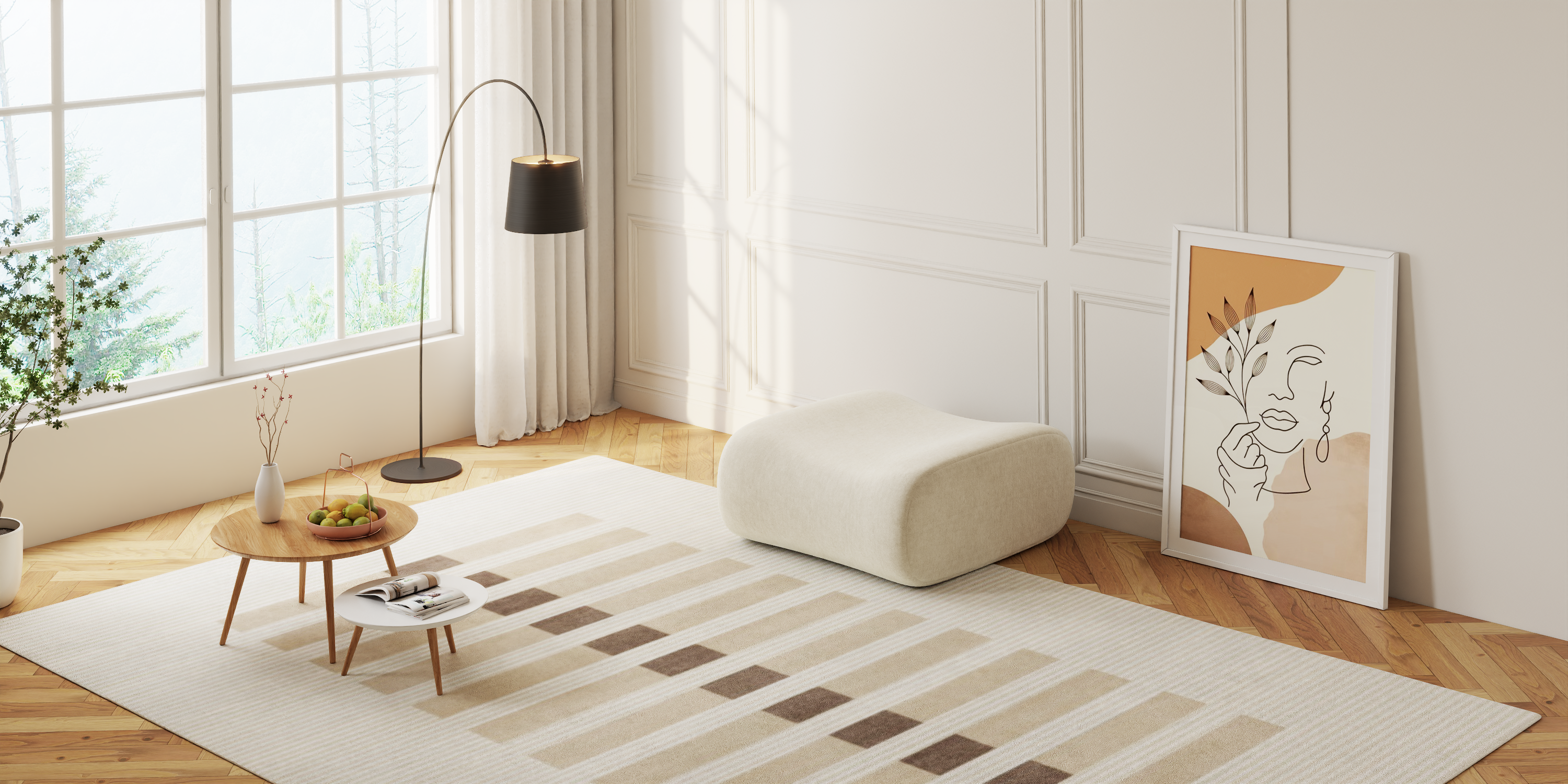 Famora Couch Boneless Sofa, Modular Deep Seat Sectional Sofa for Living Room, No Spring & No Assembly Required