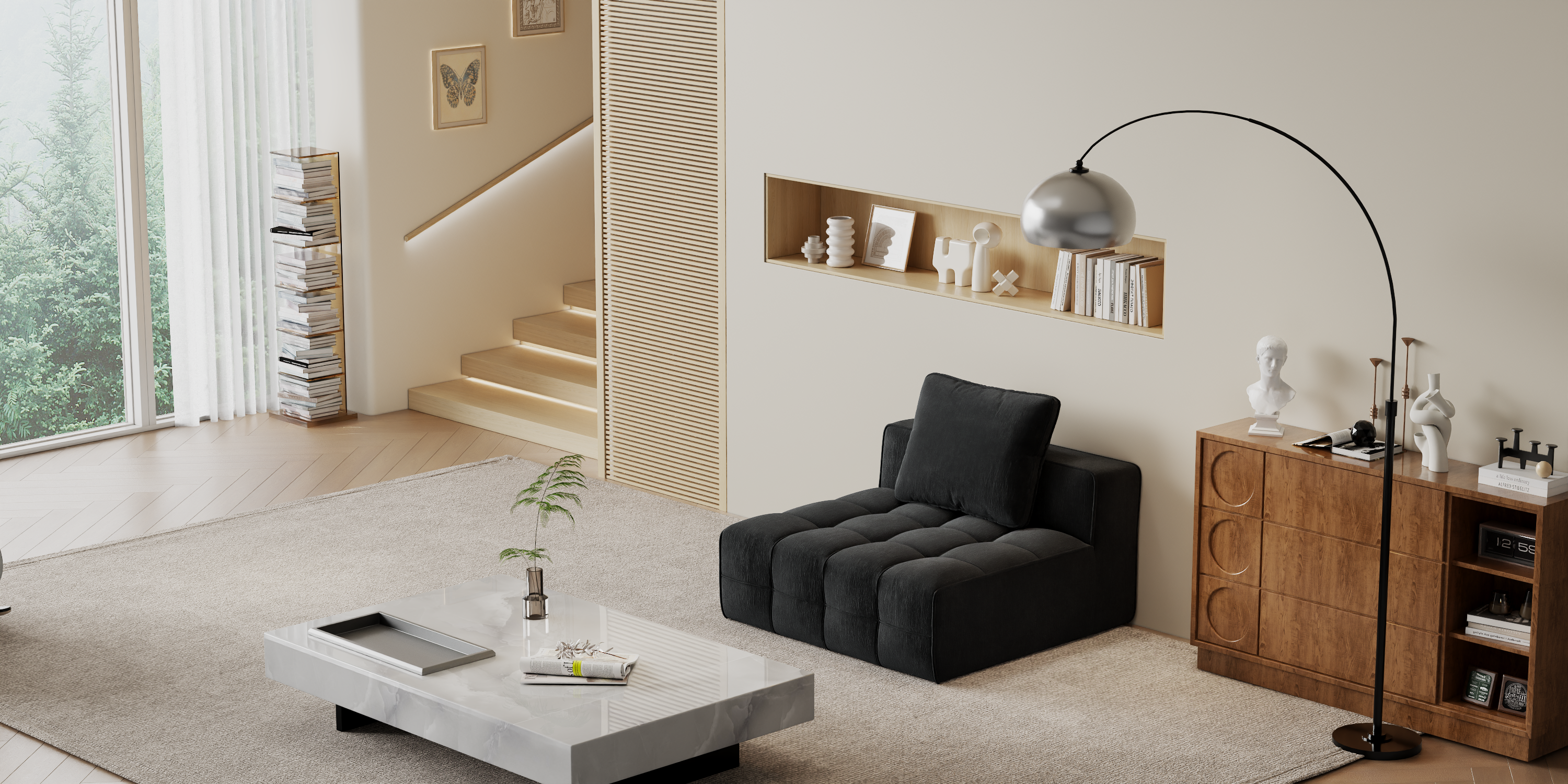 Lawrence Boneless Sofa for Living Room Bedroom and Apartment, Ultra-Soft Chenille Fabric, No Assembly Required, Chenille