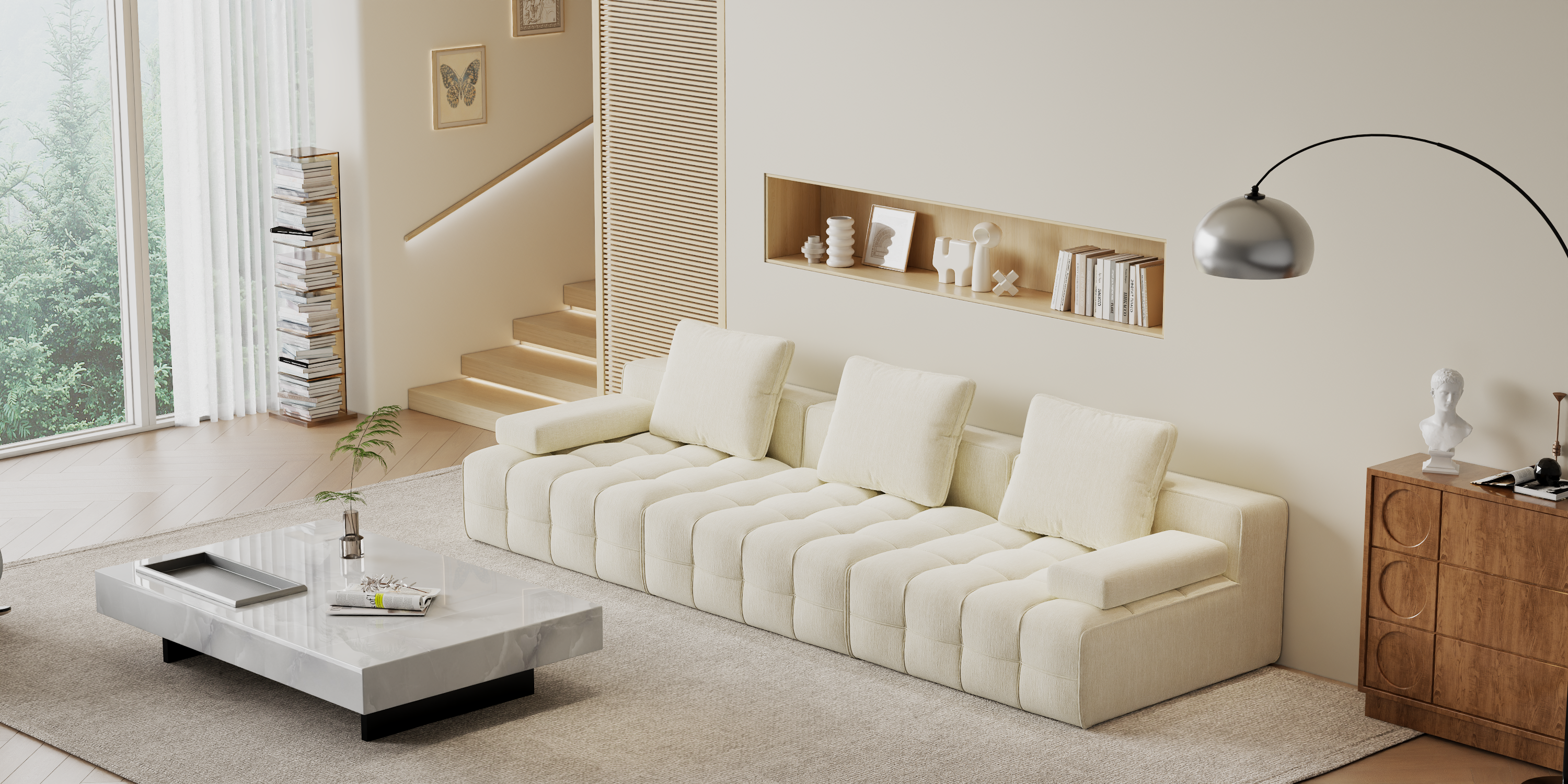 Lawrence Boneless Sofa for Living Room Bedroom and Apartment, Ultra-Soft Chenille Fabric, No Assembly Required, Chenille