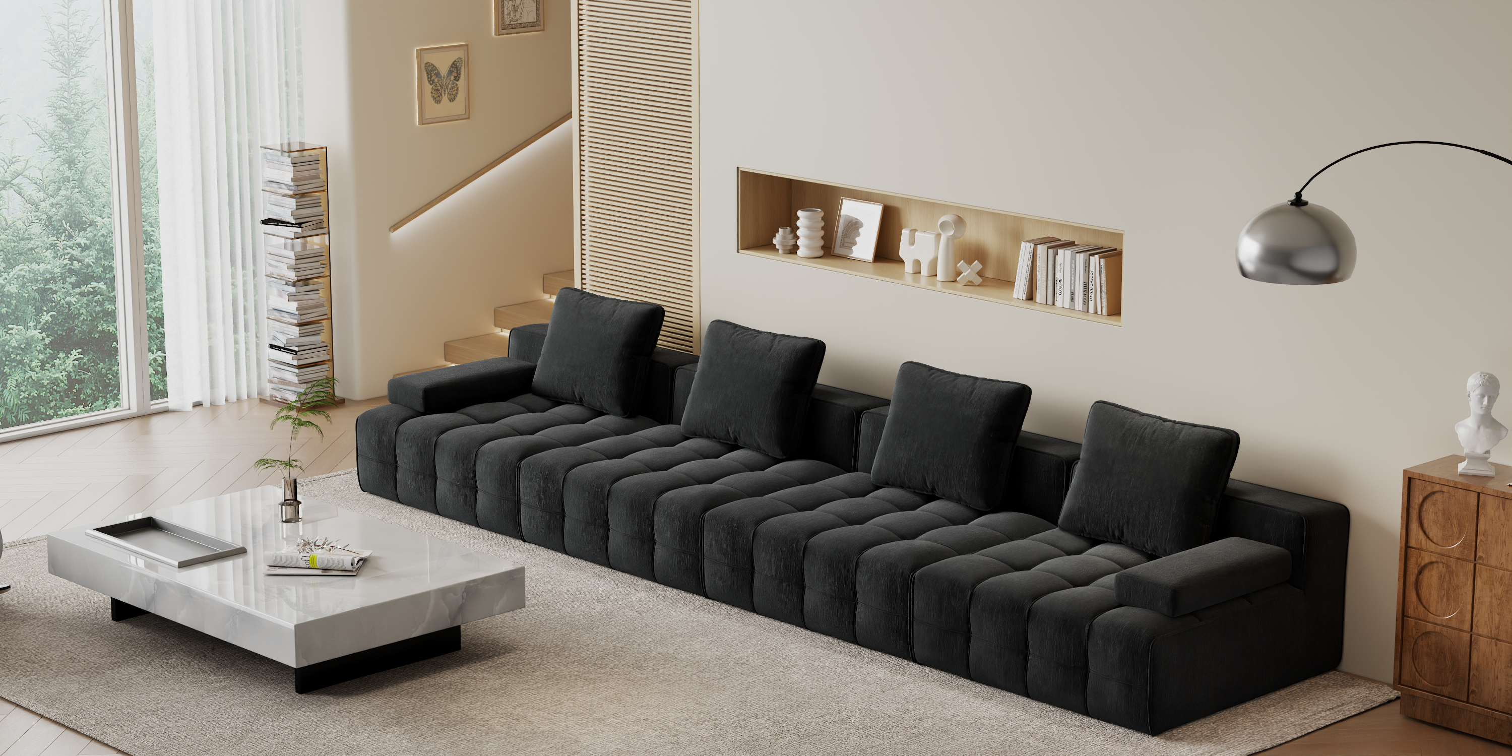 Lawrence Boneless Sofa for Living Room Bedroom and Apartment, Ultra-Soft Chenille Fabric, No Assembly Required, Chenille