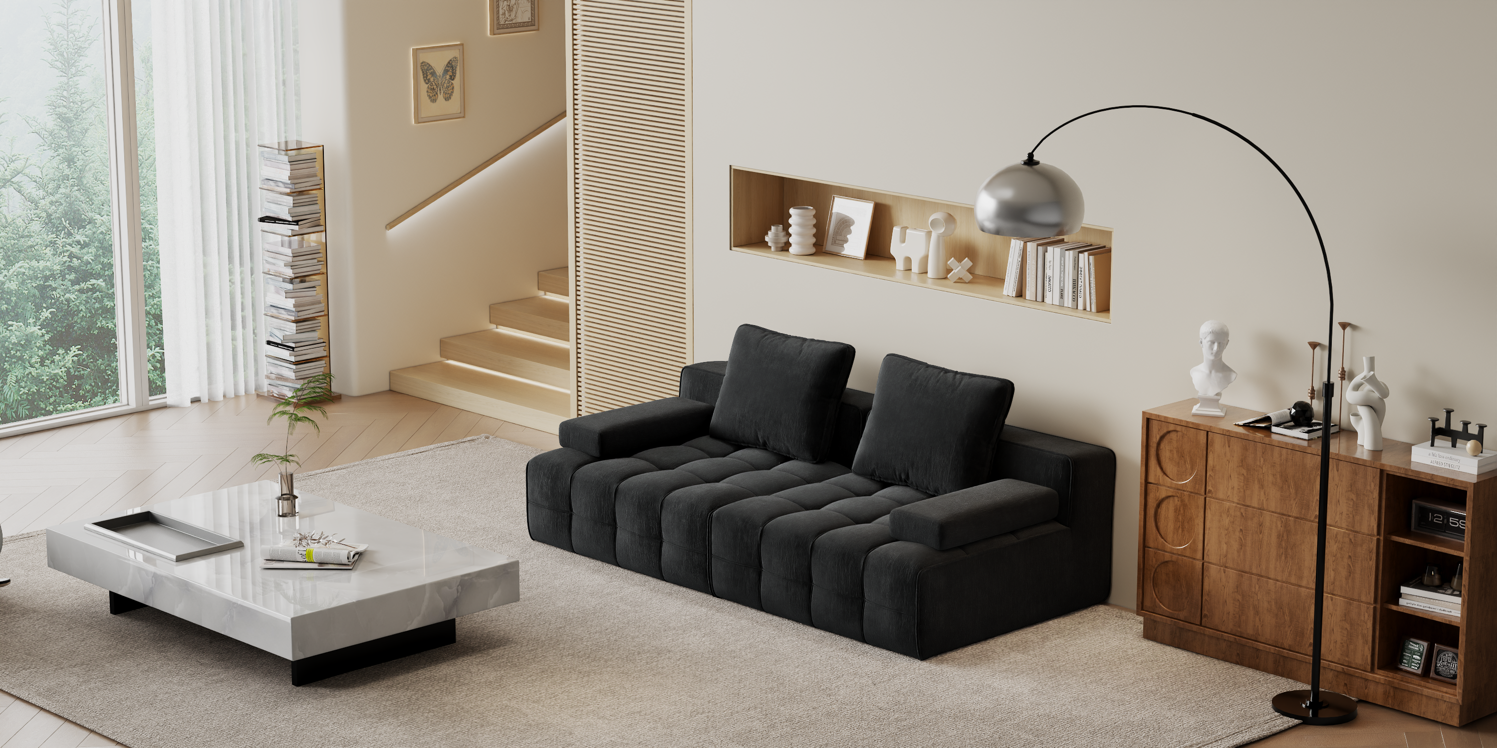 Lawrence Boneless Sofa for Living Room Bedroom and Apartment, Ultra-Soft Chenille Fabric, No Assembly Required, Chenille