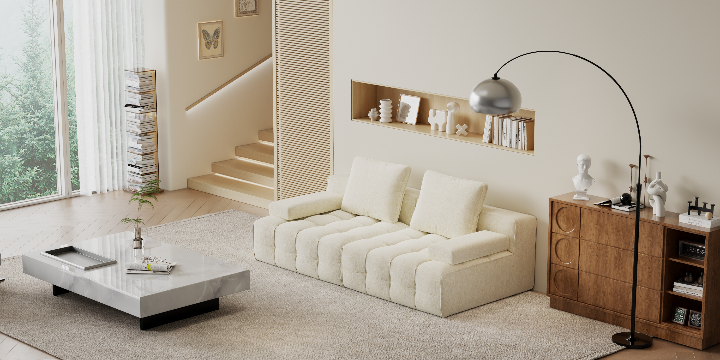 Lawrence Boneless Sofa for Living Room Bedroom and Apartment, Ultra-Soft Chenille Fabric, No Assembly Required, Chenille