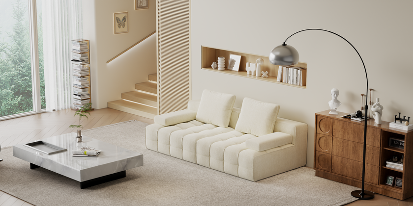 Lawrence Boneless Sofa for Living Room Bedroom and Apartment, Ultra-Soft Chenille Fabric, No Assembly Required, Chenille