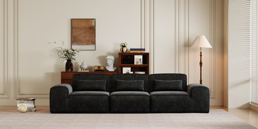 Marshmallow Sofa Boneless Couch for Living Room with Ottoman No Assembly Required