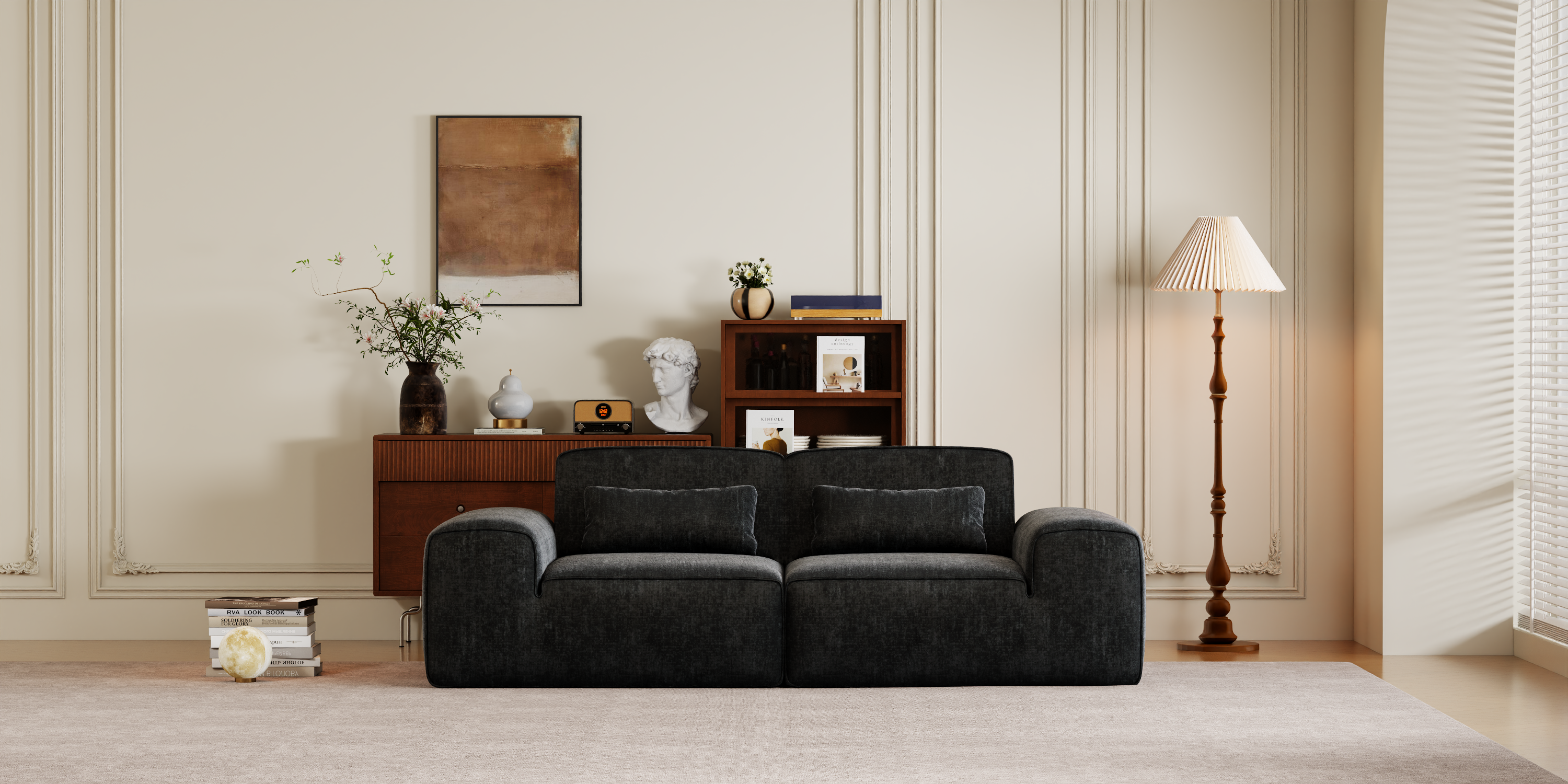 Marshmallow Sofa Boneless Couch for Living Room with Ottoman No Assembly Required