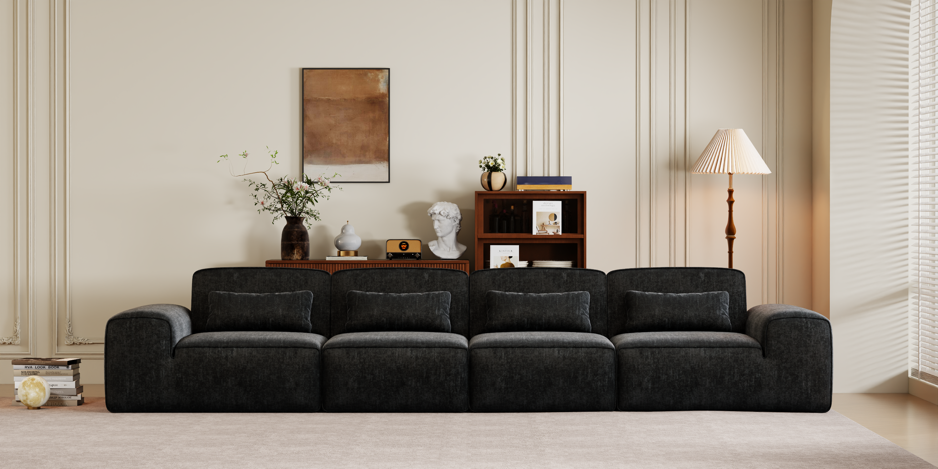 Marshmallow Sofa Boneless Couch for Living Room with Ottoman No Assembly Required