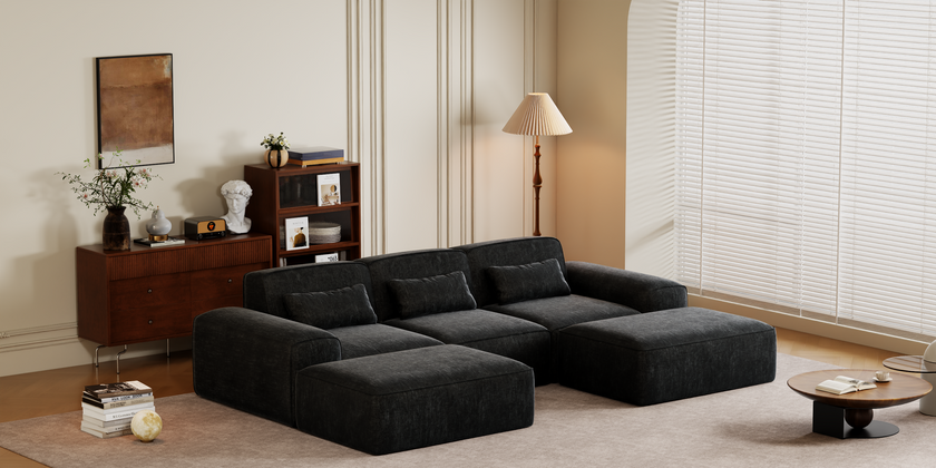 Marshmallow Sofa Boneless Couch for Living Room with Ottoman No Assembly Required