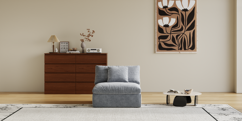 Cloud Couch Boneless Sofa Deep Seat Sectional Couches for Living Room, No Spring & No Assembly Required