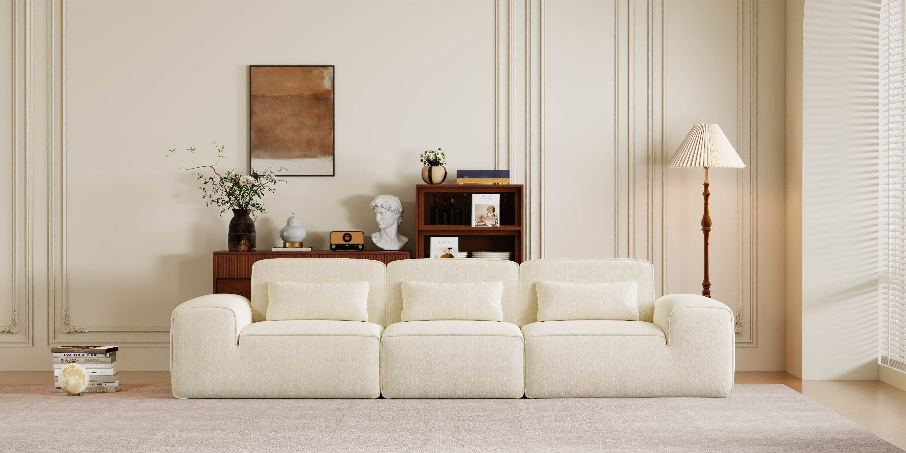 Marshmallow Sofa Boneless Couch for Living Room with Ottoman No Assembly Required