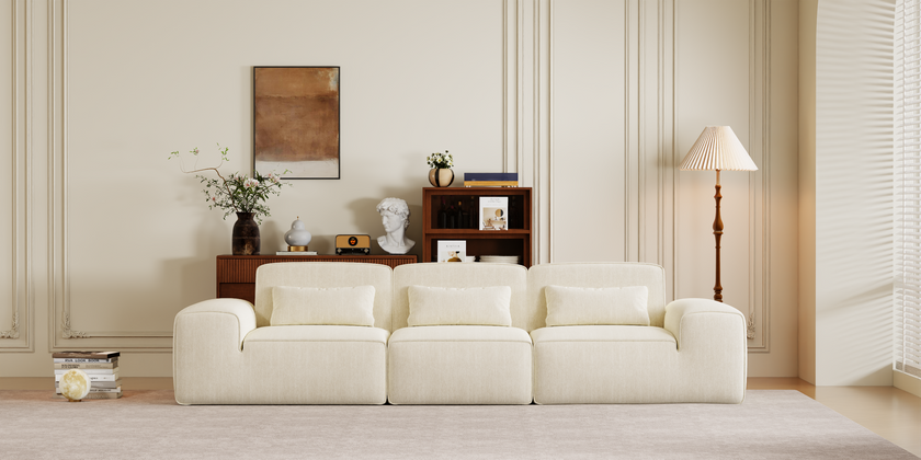 Marshmallow Sofa Boneless Couch for Living Room with Ottoman No Assembly Required